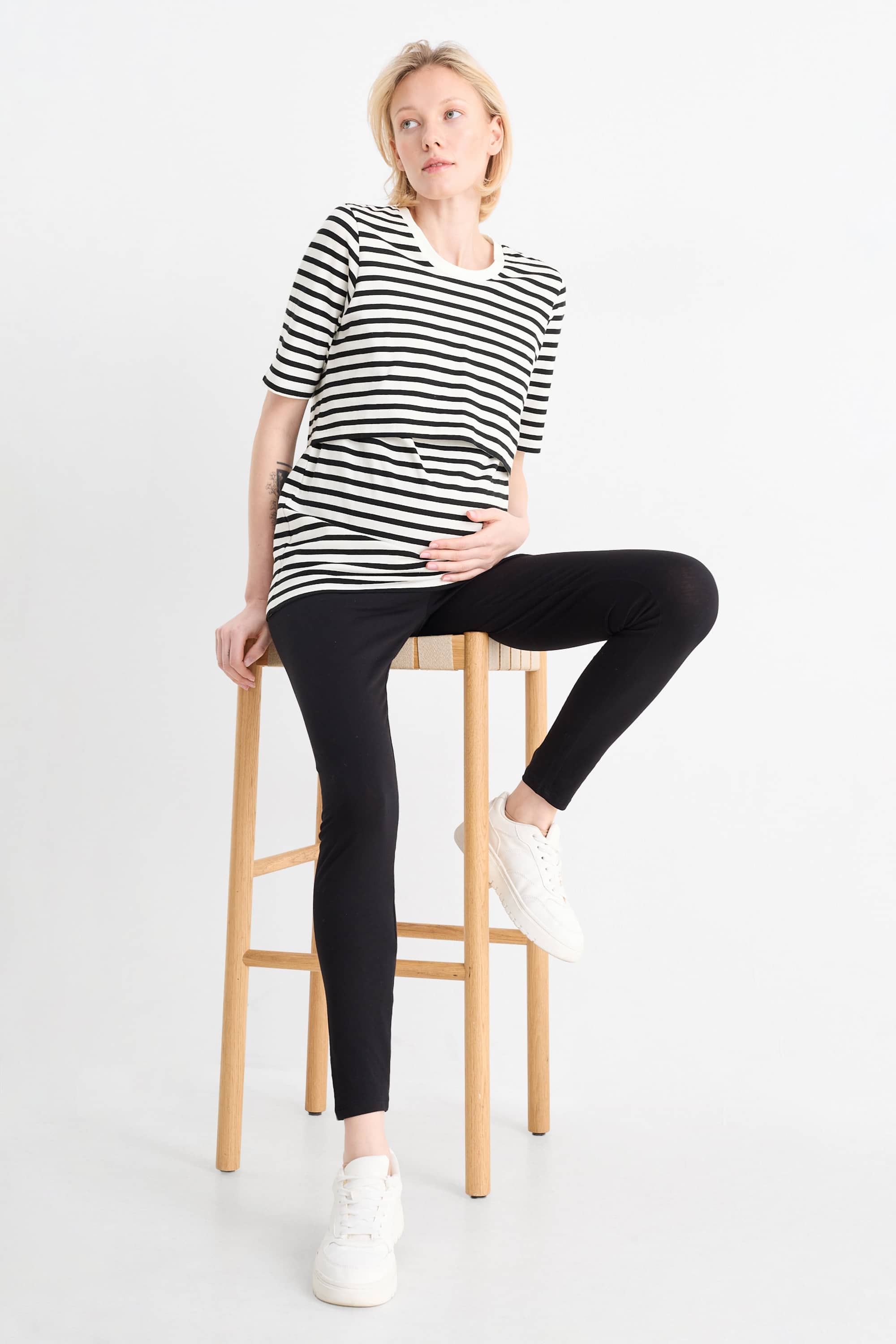 Multipack of 2 - nursing T-shirt black / white