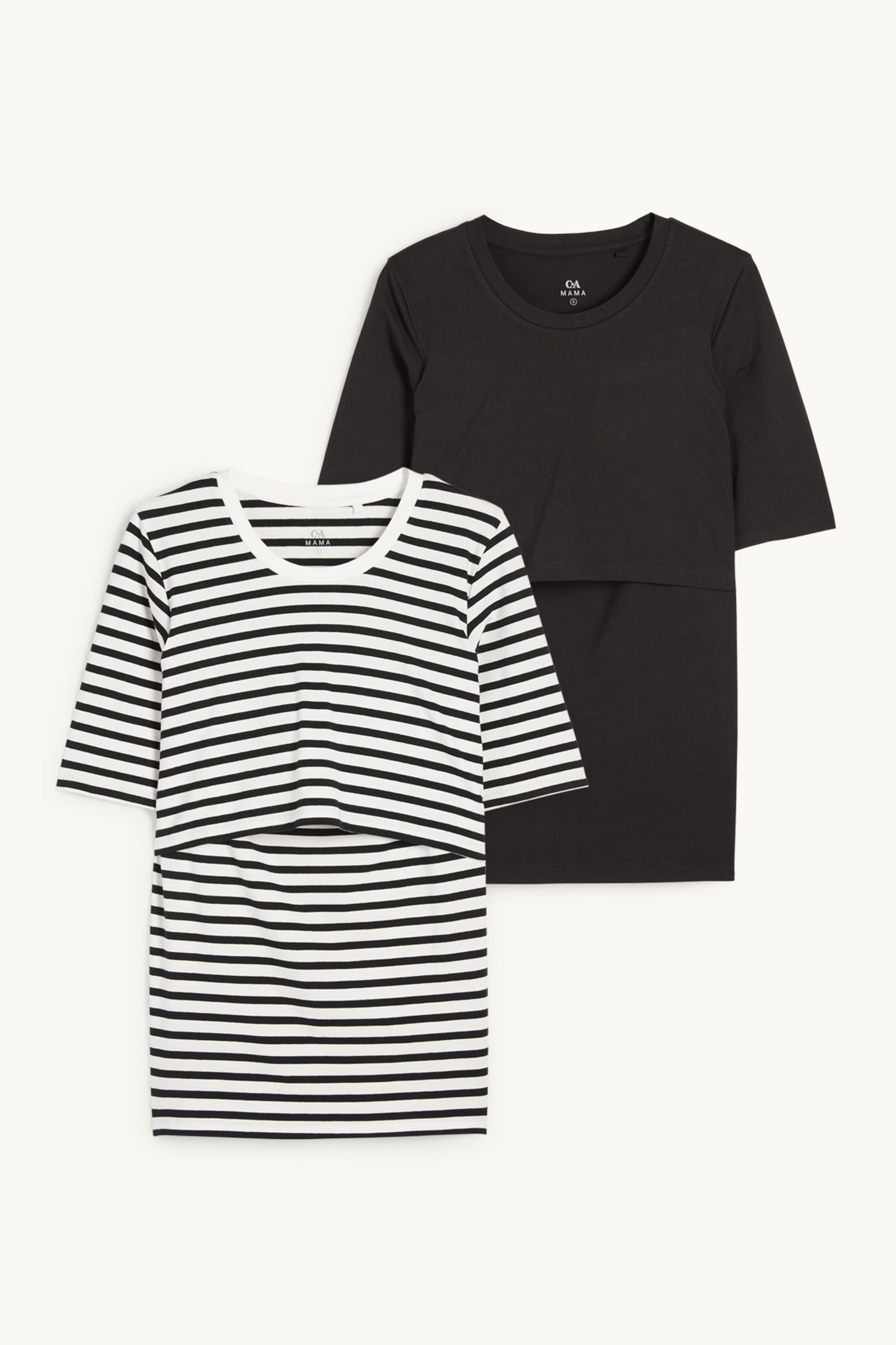 Multipack of 2 - nursing T-shirt black / white