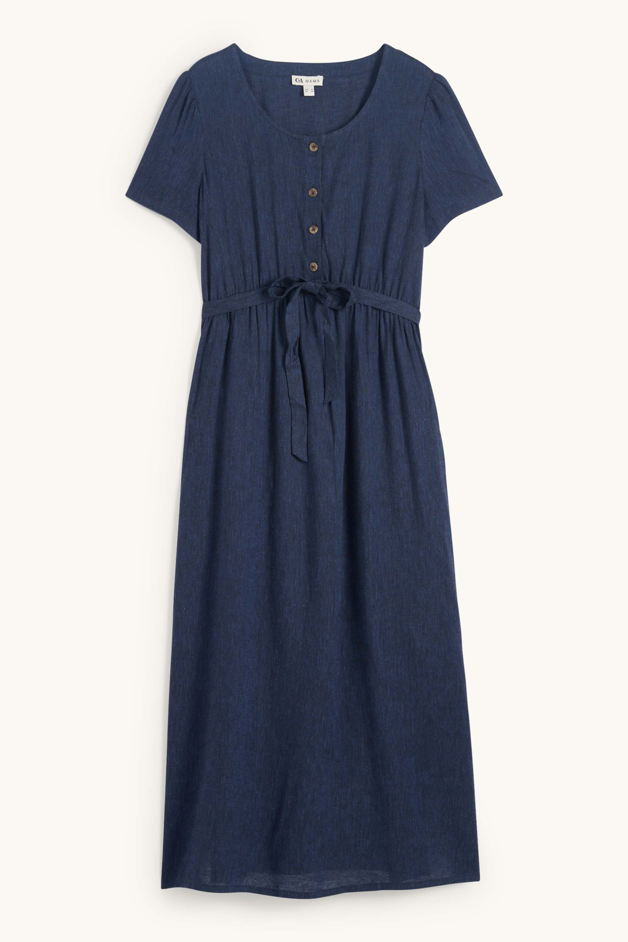 Nursing dress - linen blend dark blue