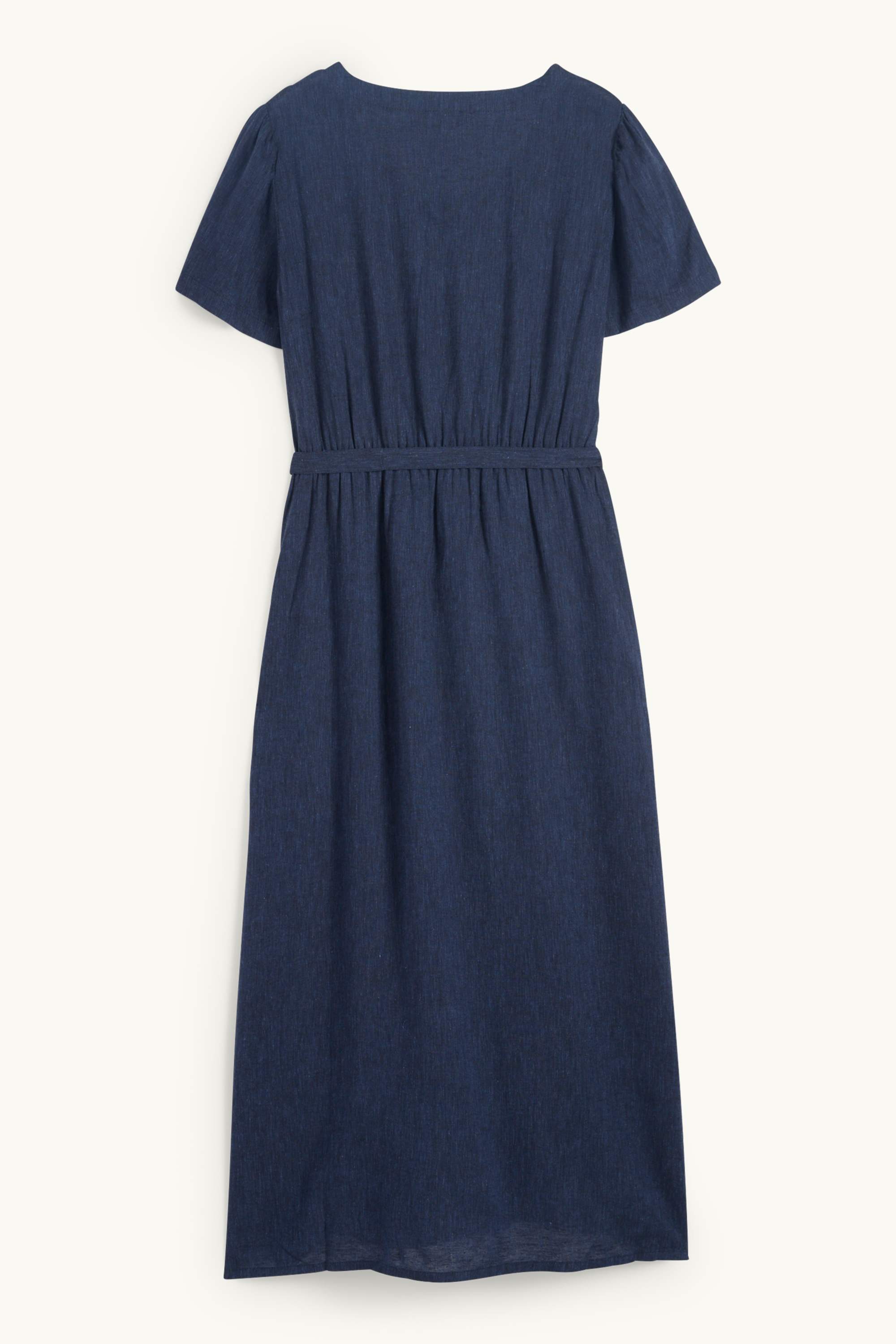 Nursing dress - linen blend dark blue