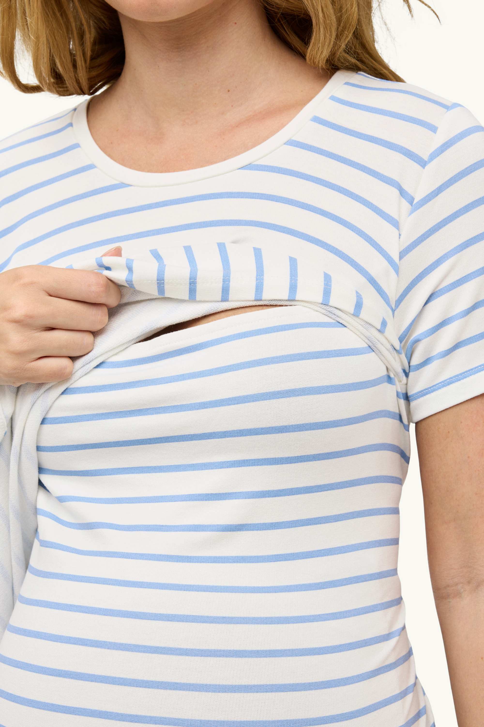 Nursing T-shirt - striped white / blue