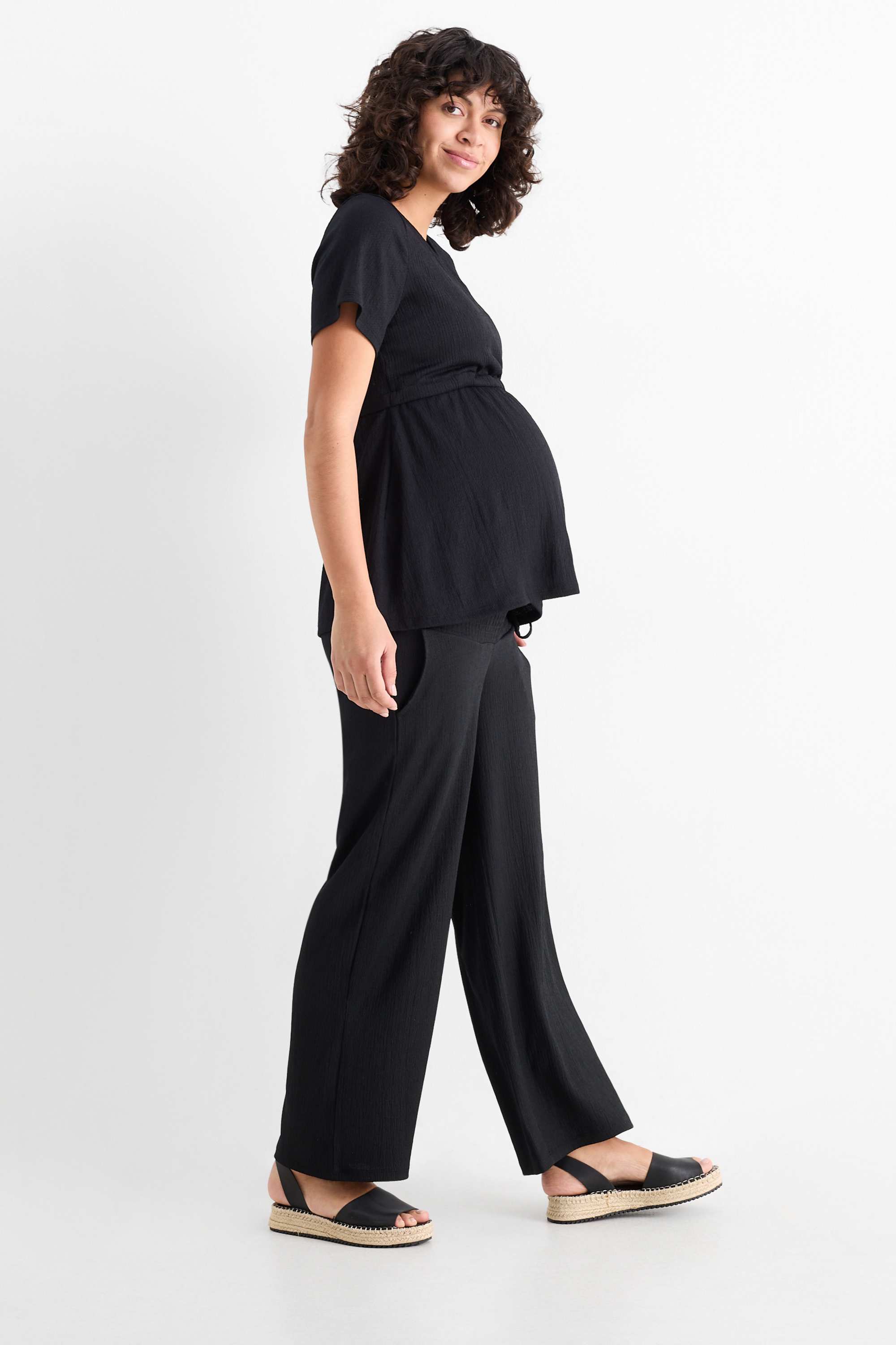 Maternity trousers - palazzo black
