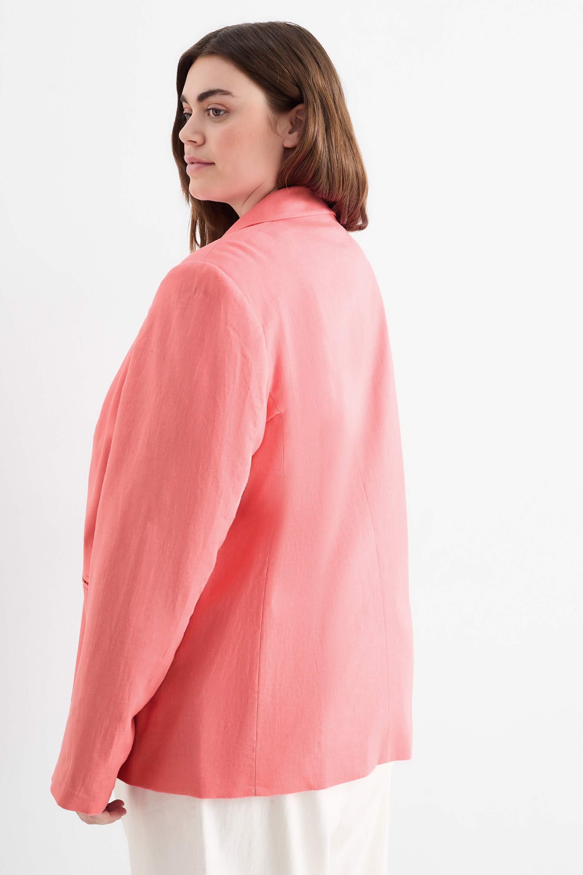Long blazer - relaxed fit - linen blend rose-melange