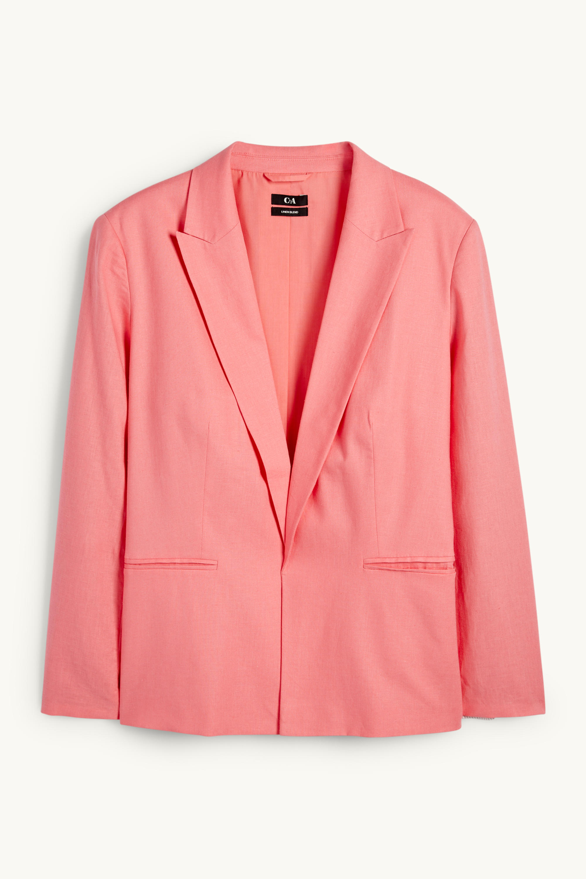 Long blazer - relaxed fit - linen blend rose-melange