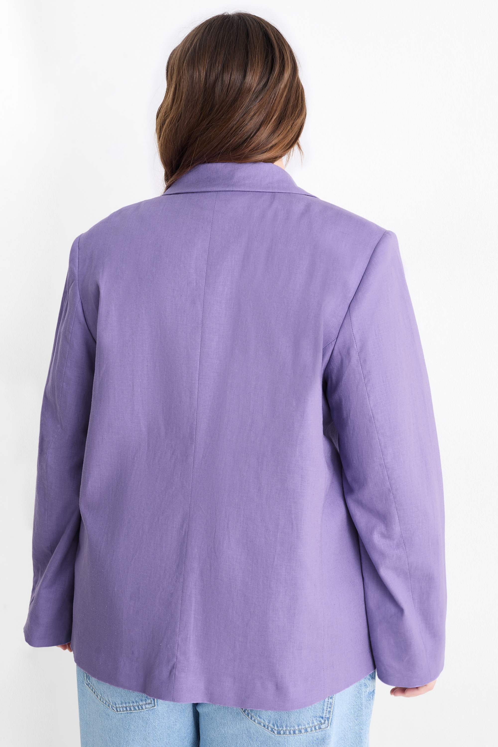 Long blazer - relaxed fit - linen blend violet