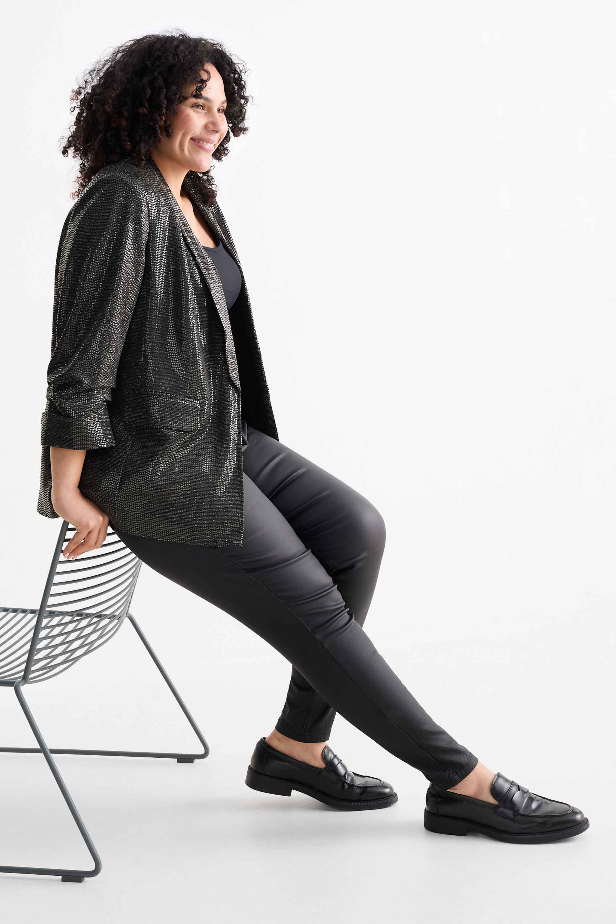 Blazer - relaxed fit - shiny dark gray