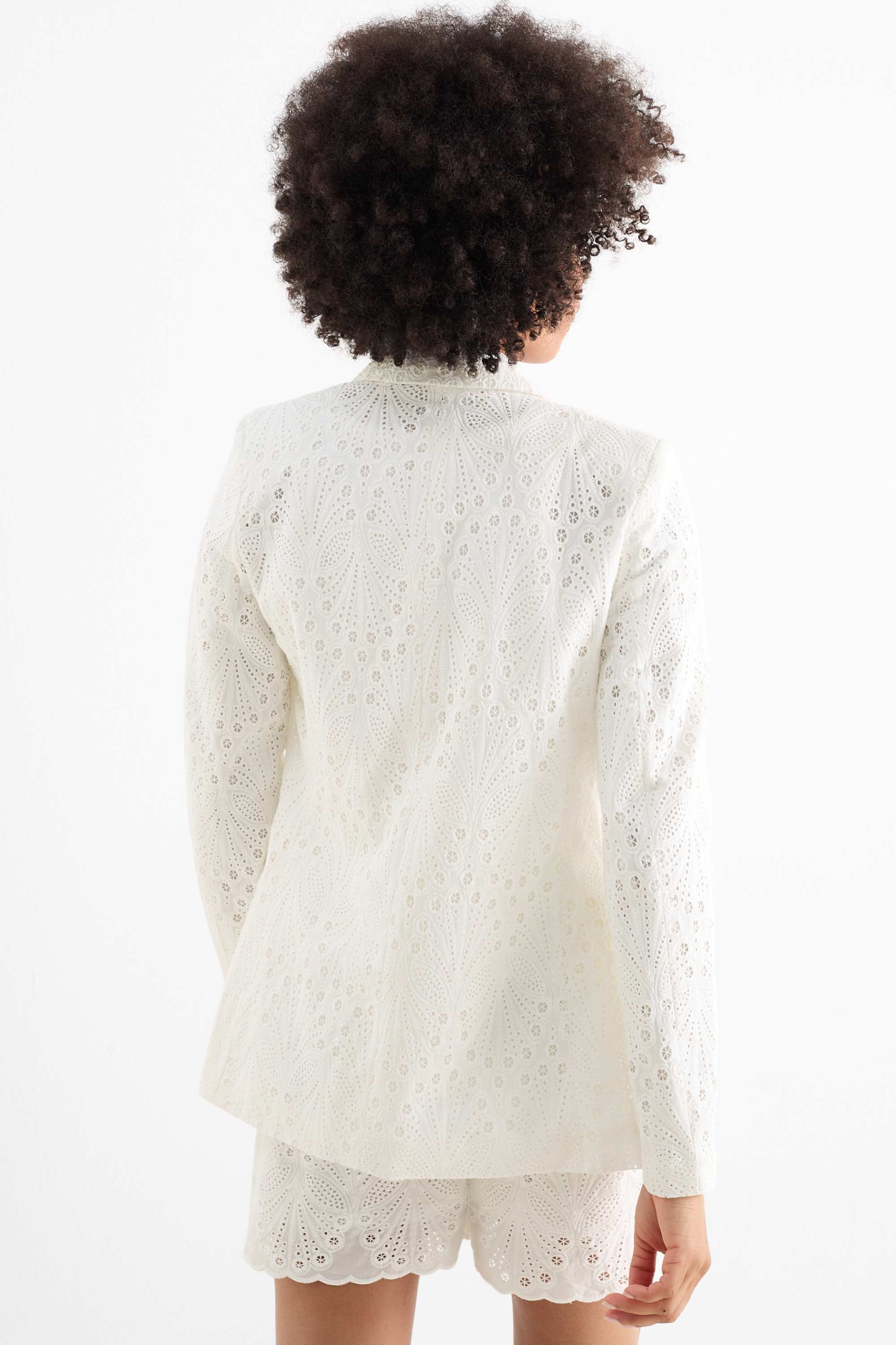 Long blazer - regular fit - broderie anglaise cremewhite