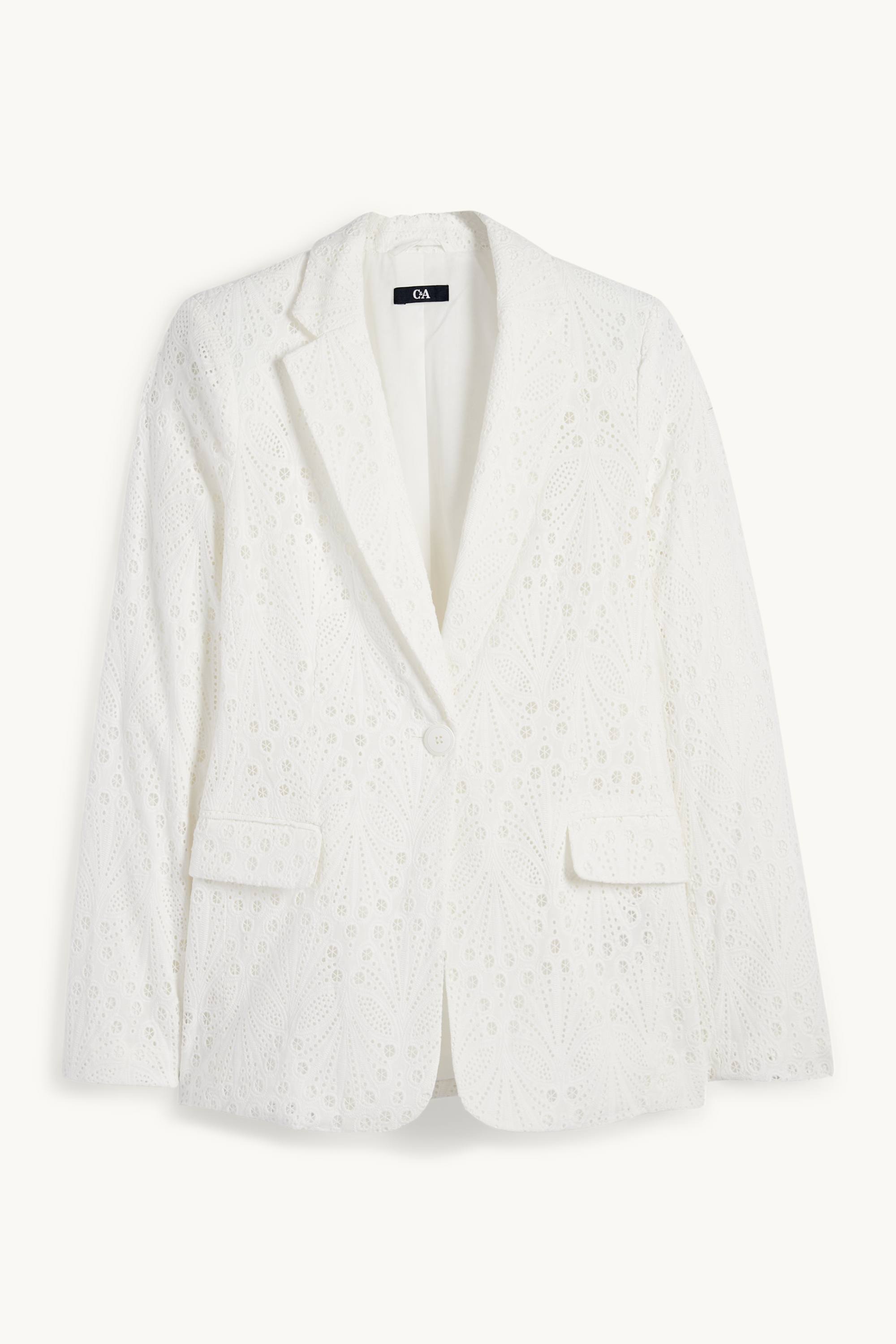 Long blazer - regular fit - broderie anglaise cremewhite