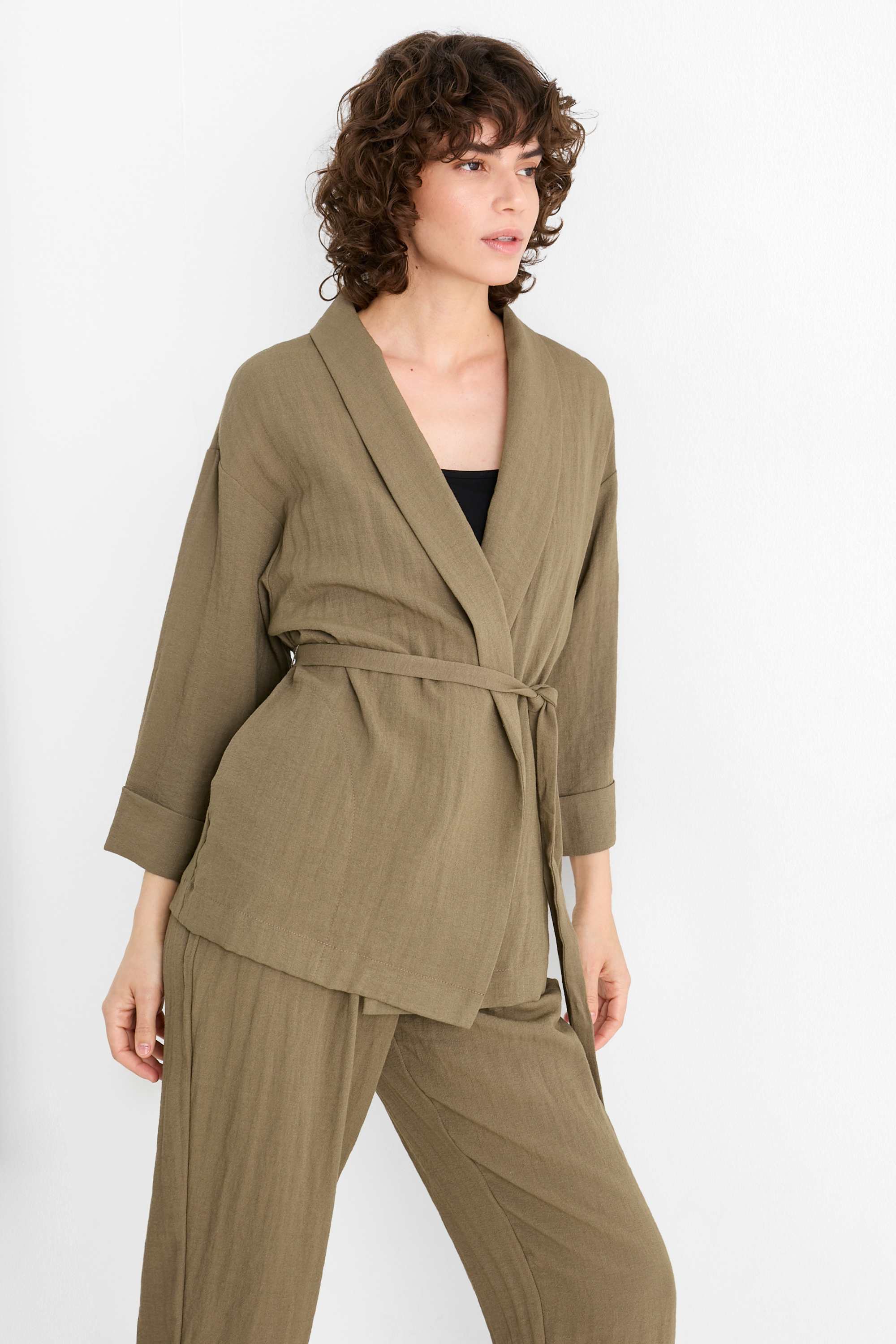 Long blazer - relaxed fit khaki