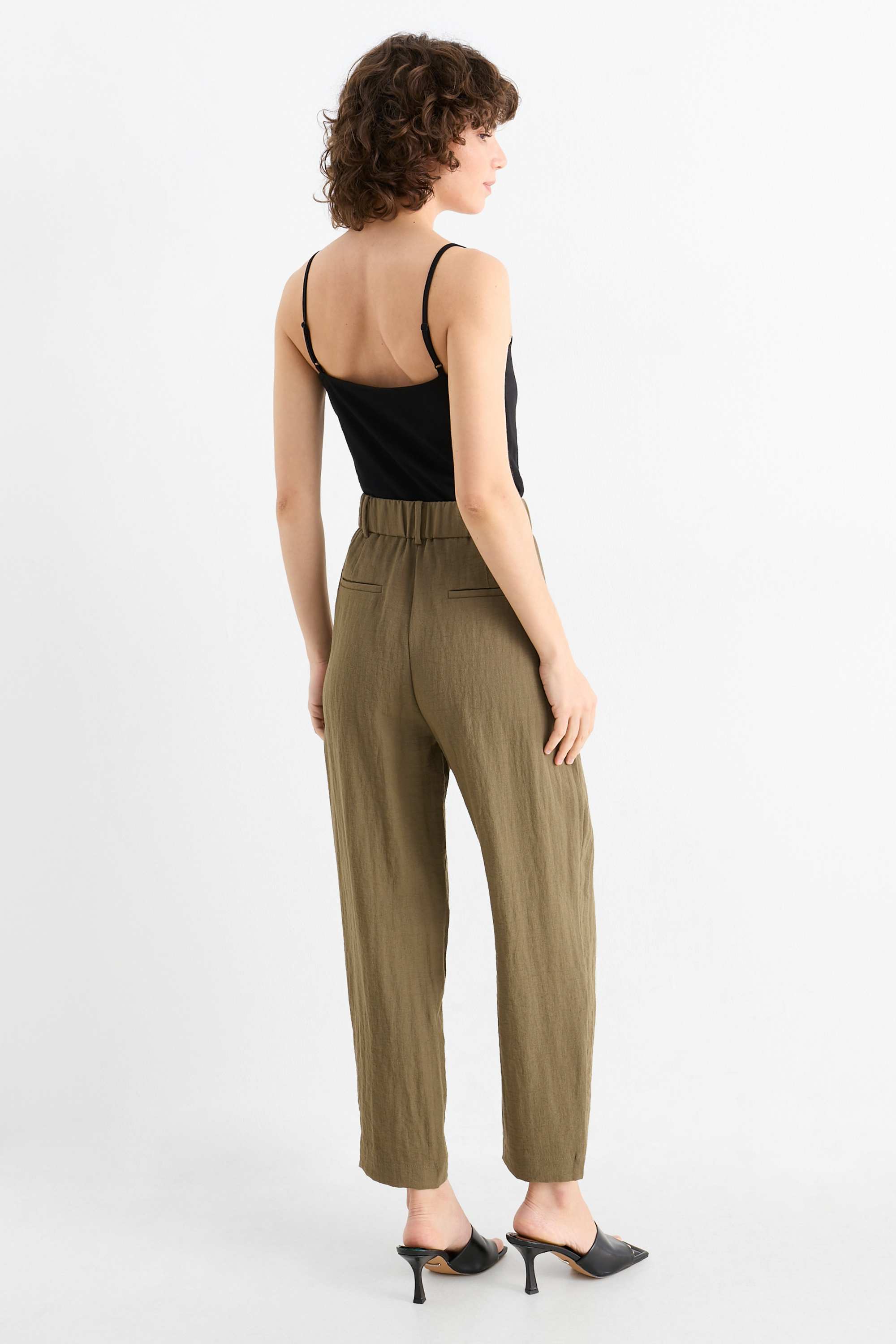 Business trousers - high waist - loose fit green