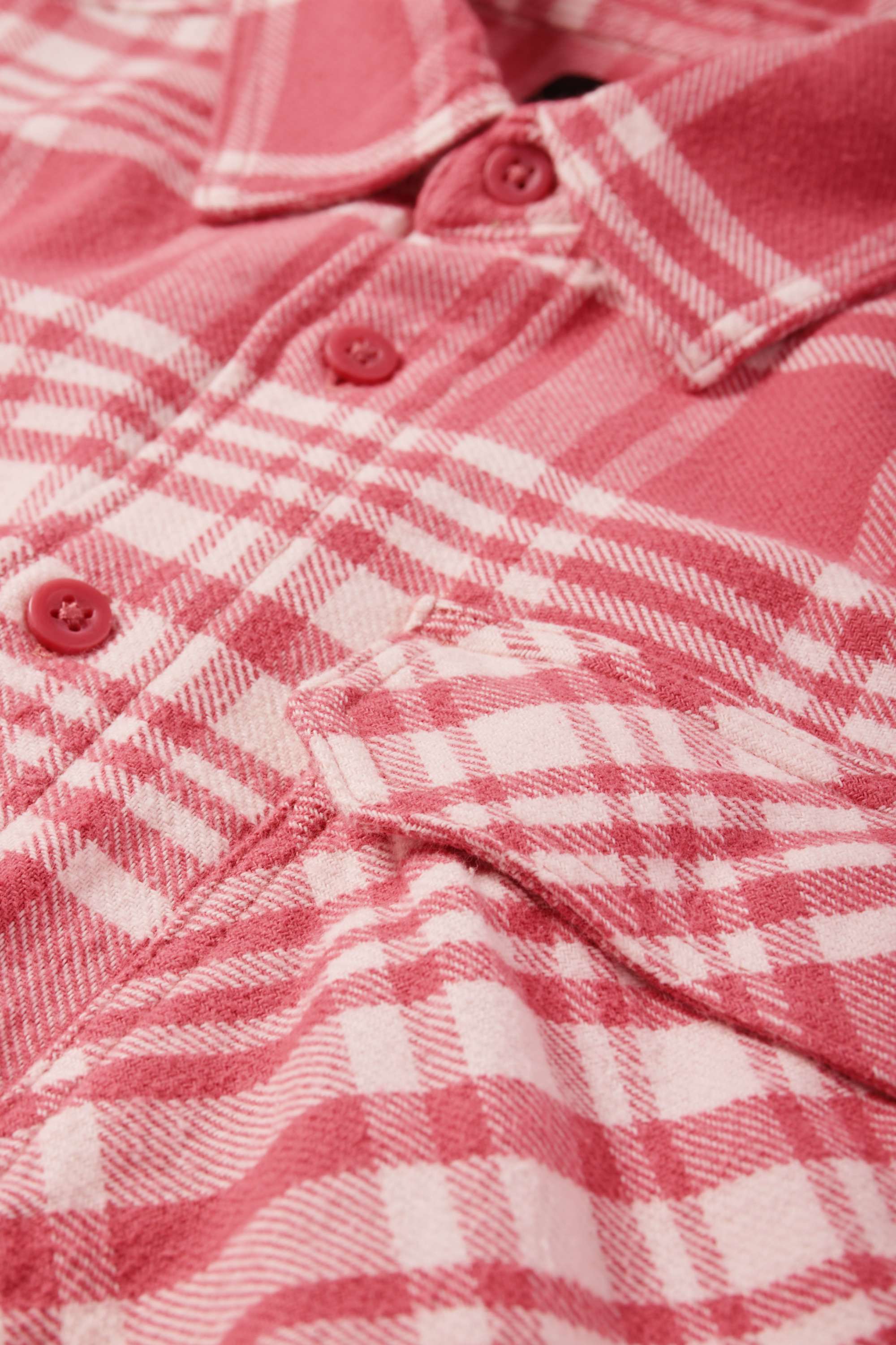 Flannel shirt - regular fit - kent collar - check pink