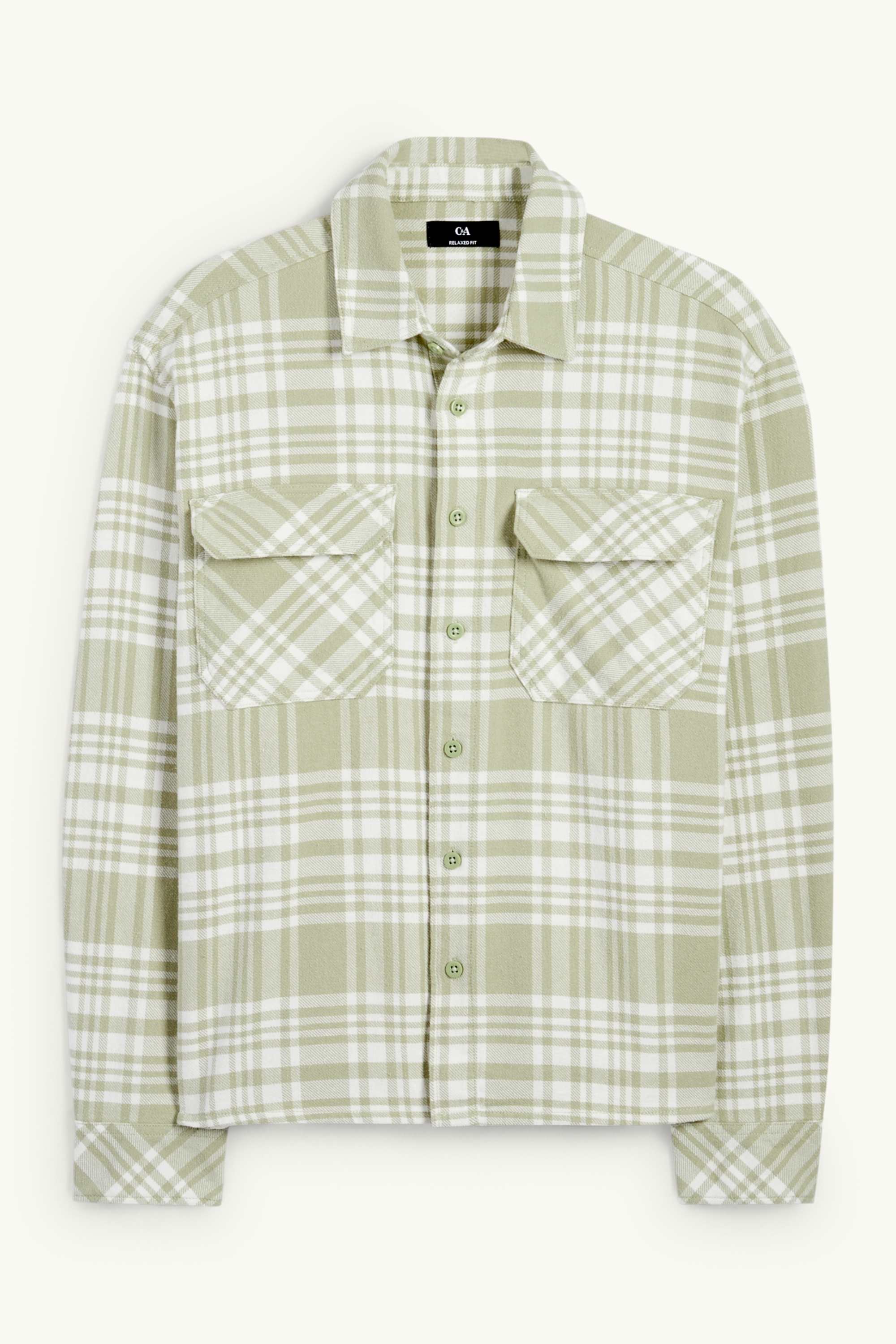 Flannel shirt - regular fit - kent collar - check mint green