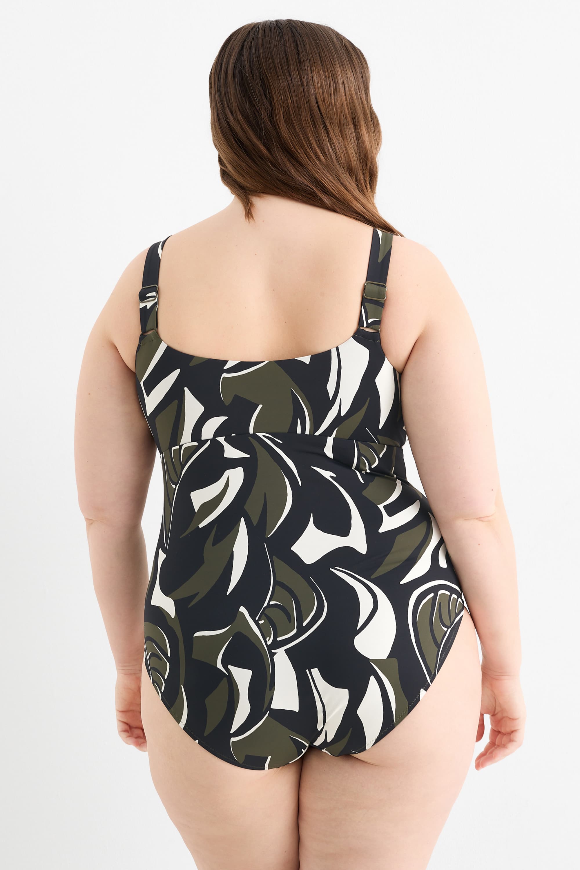 Swimsuit - padded - LYCRA® XTRA LIFE™ - patterned dark green / black