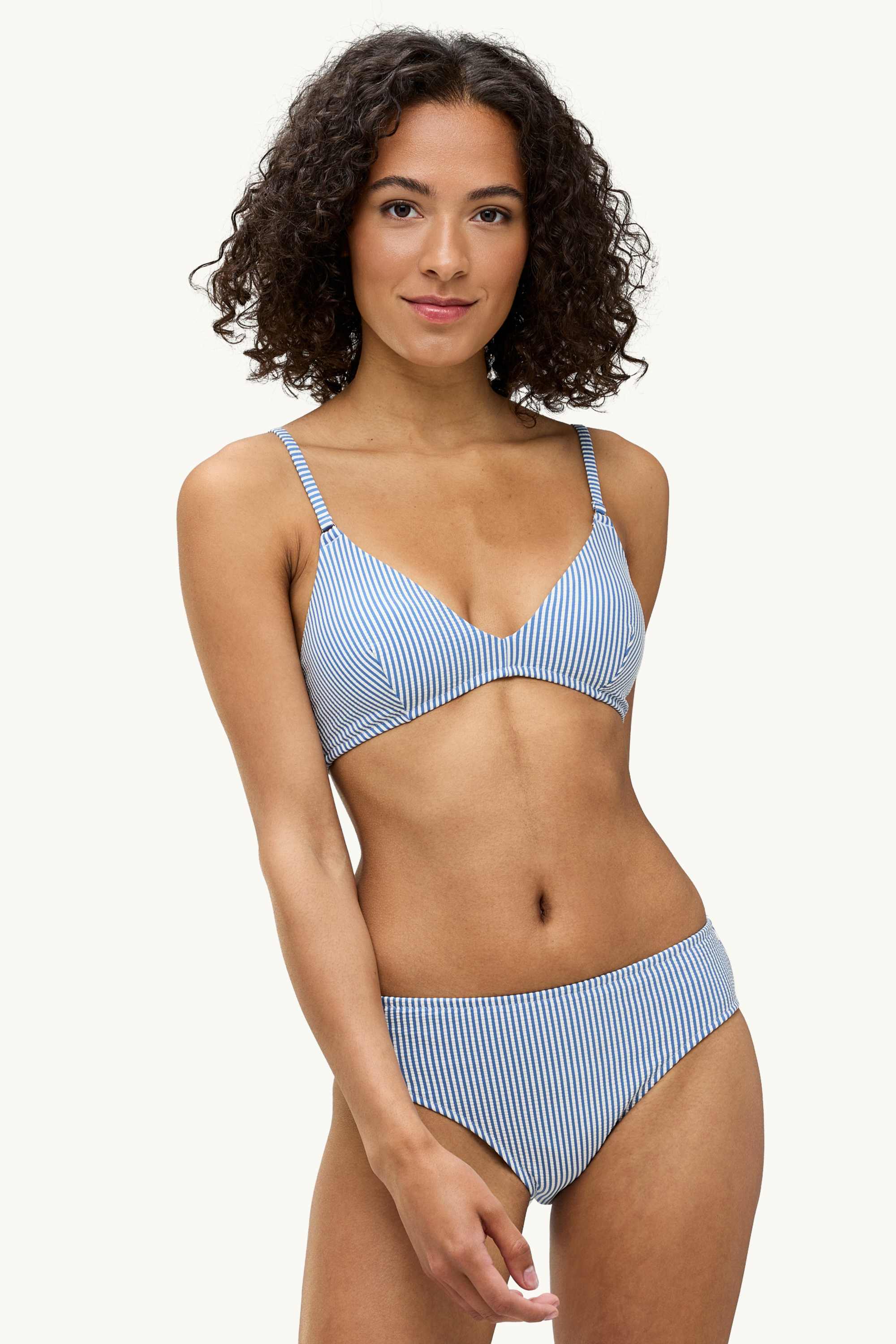Bikini bottoms - mid waist - LYCRA® XTRA LIFE™ - striped blue