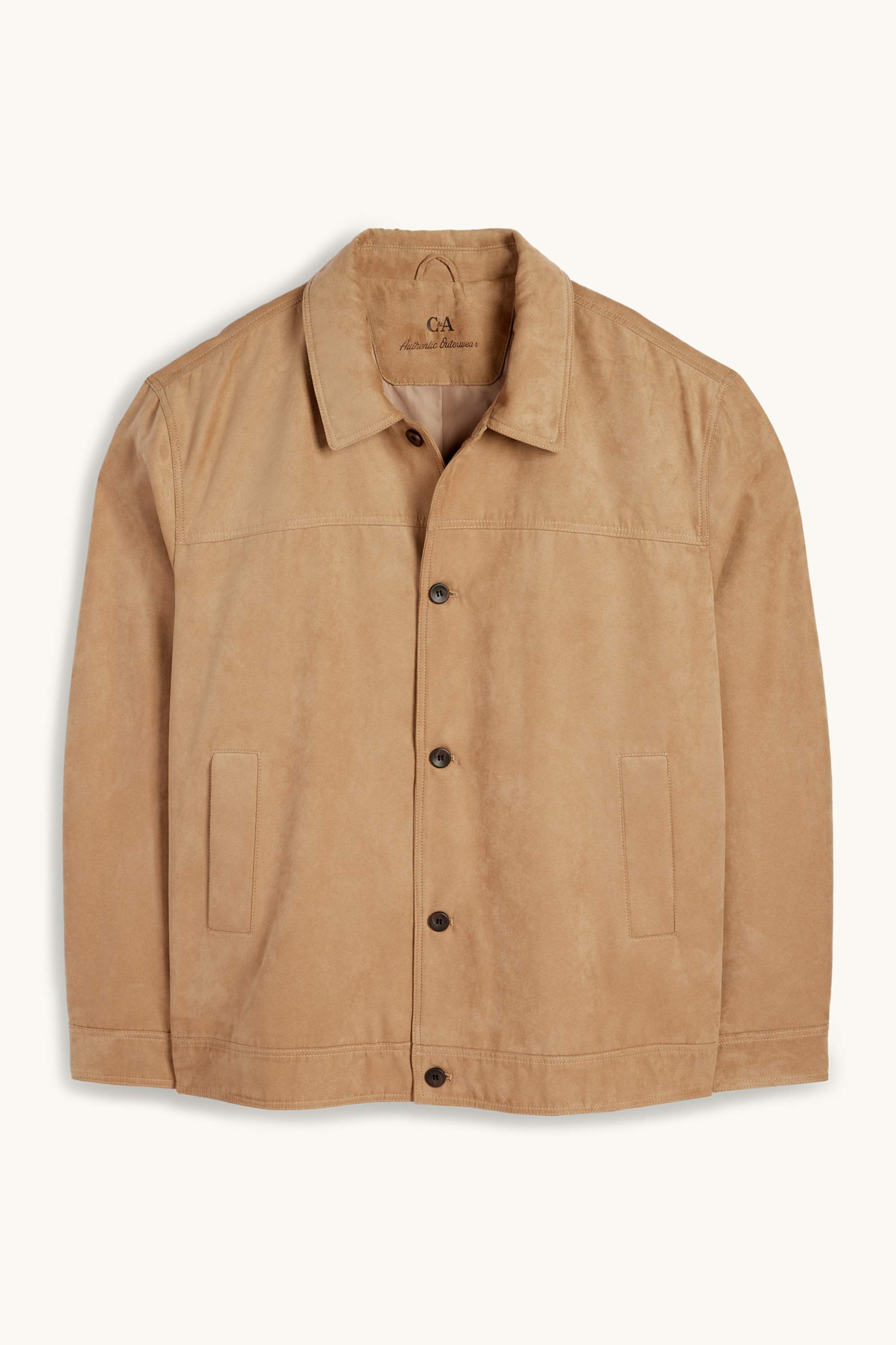 Shirt jacket - faux suede brown