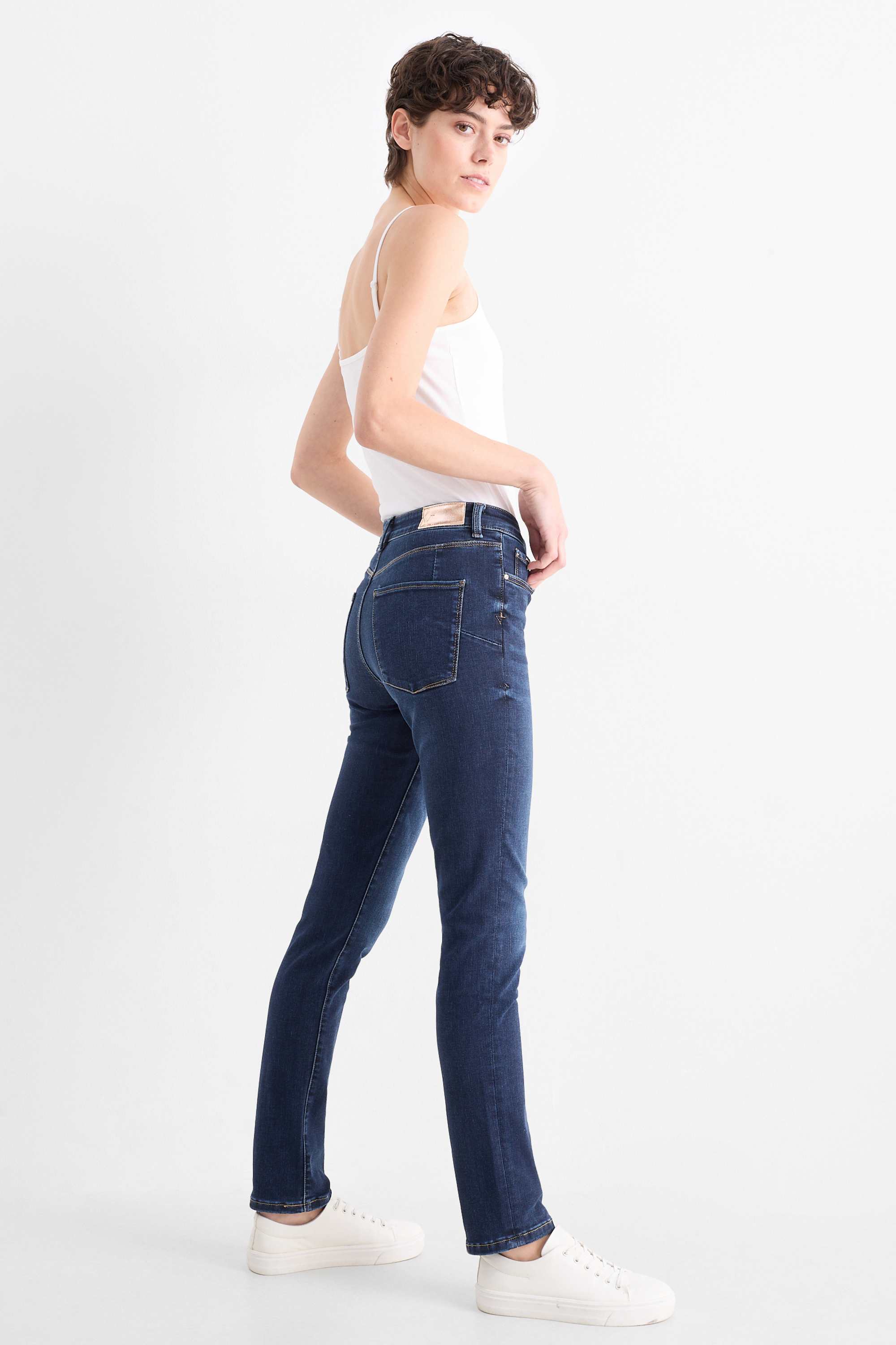 Slim jeans - mid-rise waist - shaping jeans - LYCRA® blue denim