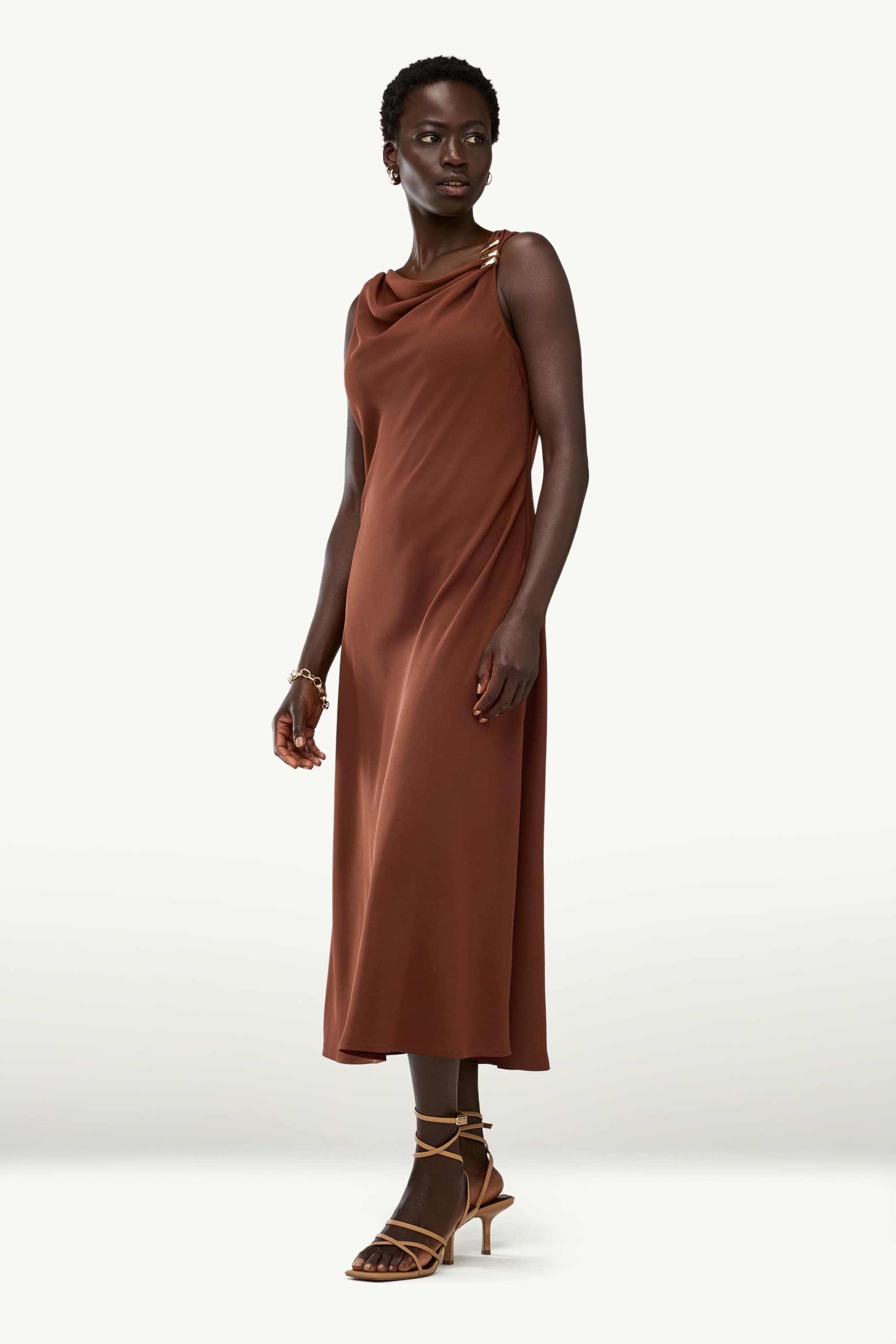 Dress - straight fit brown