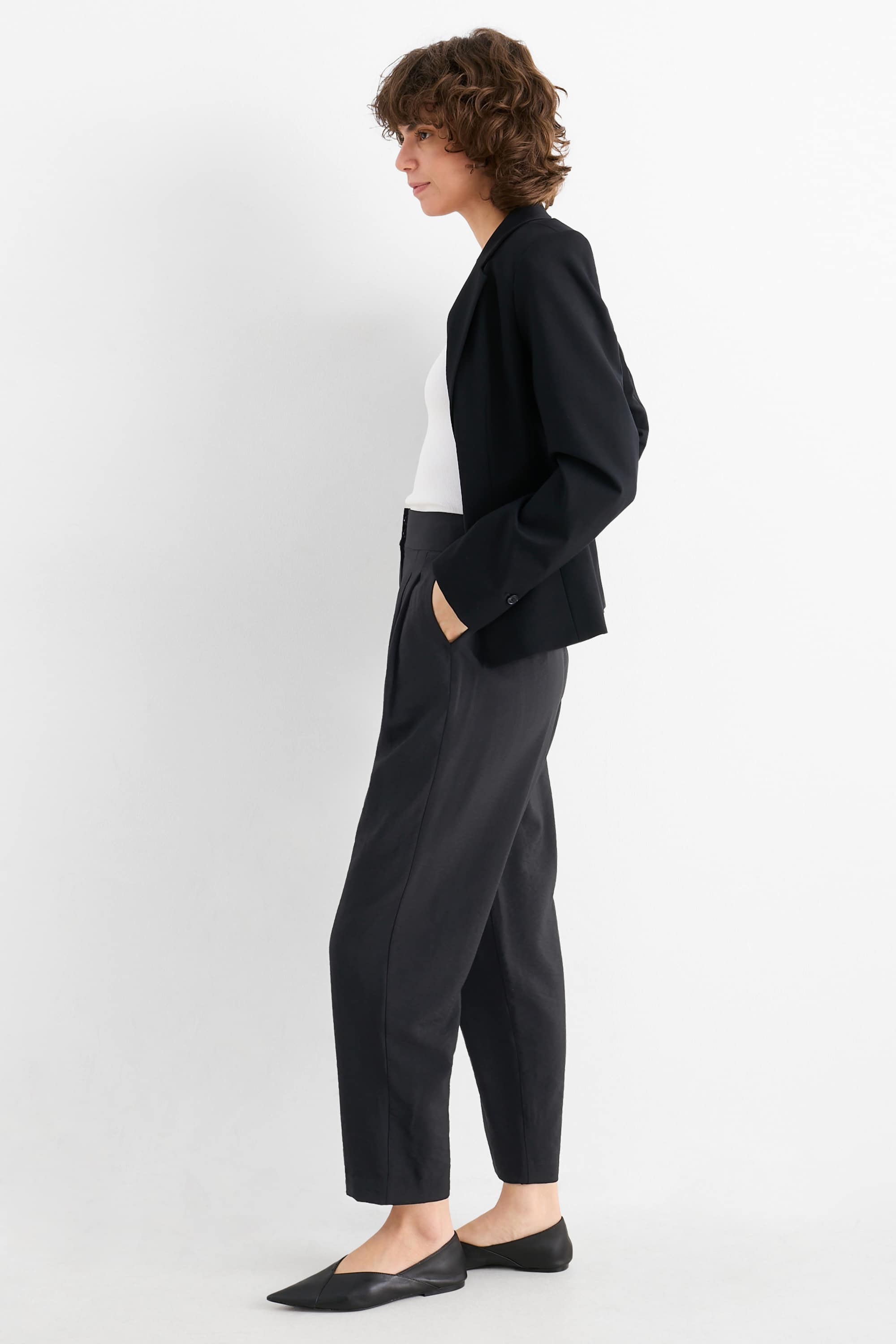 Business trousers - high waist - loose fit black