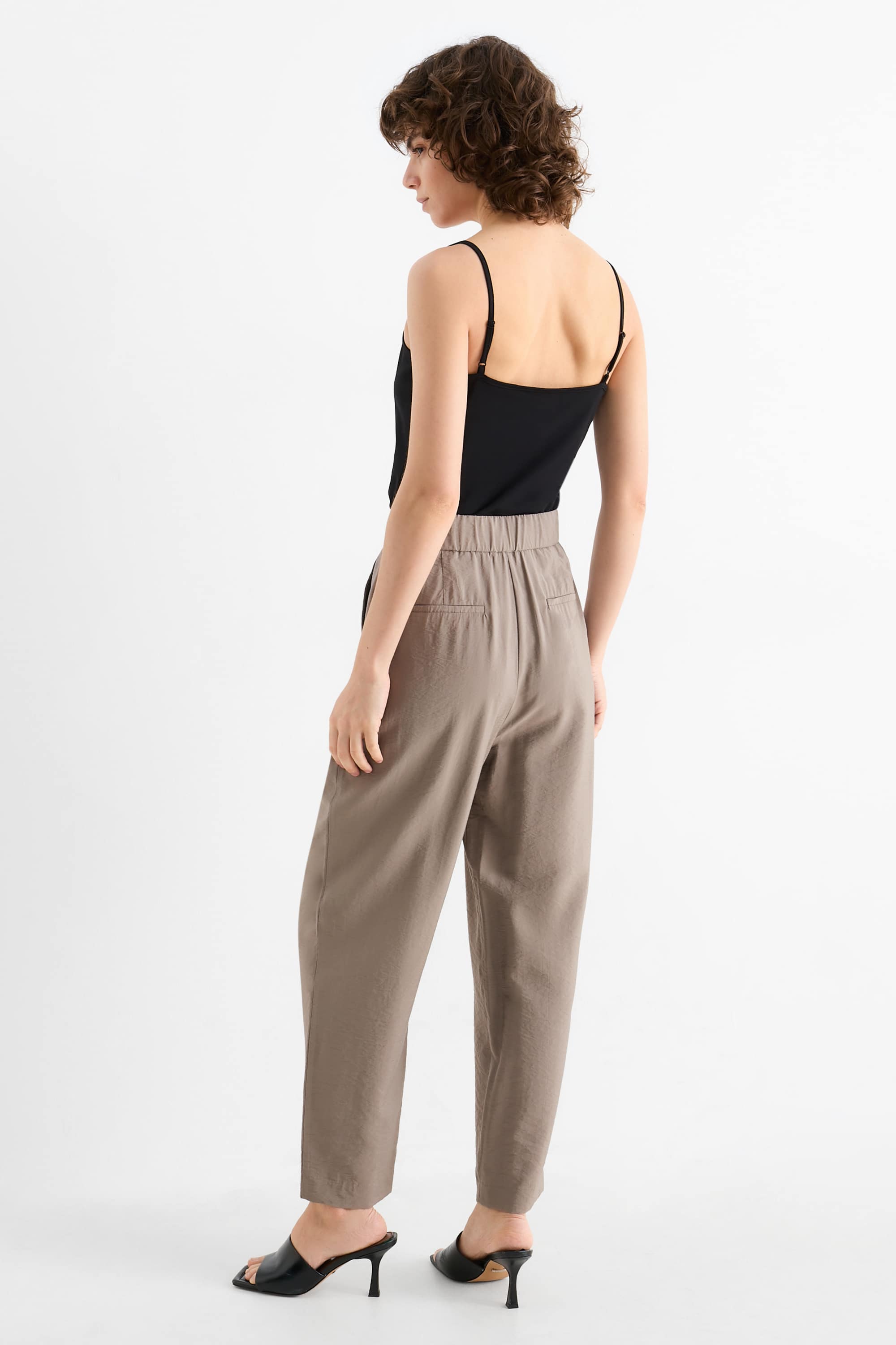 Business trousers - high waist - loose fit gray
