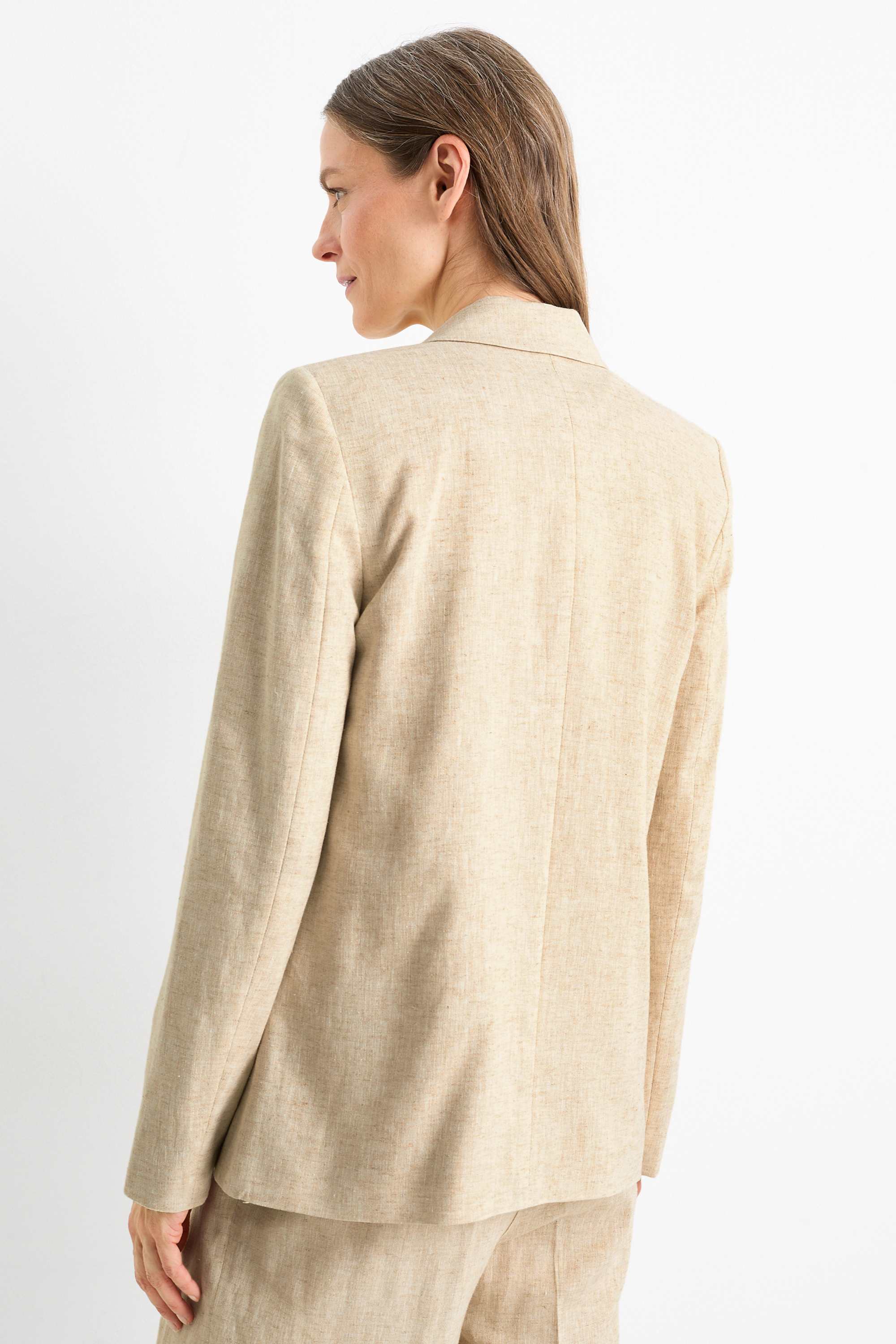 Business blazer - regular fit - linen blend beige / gold