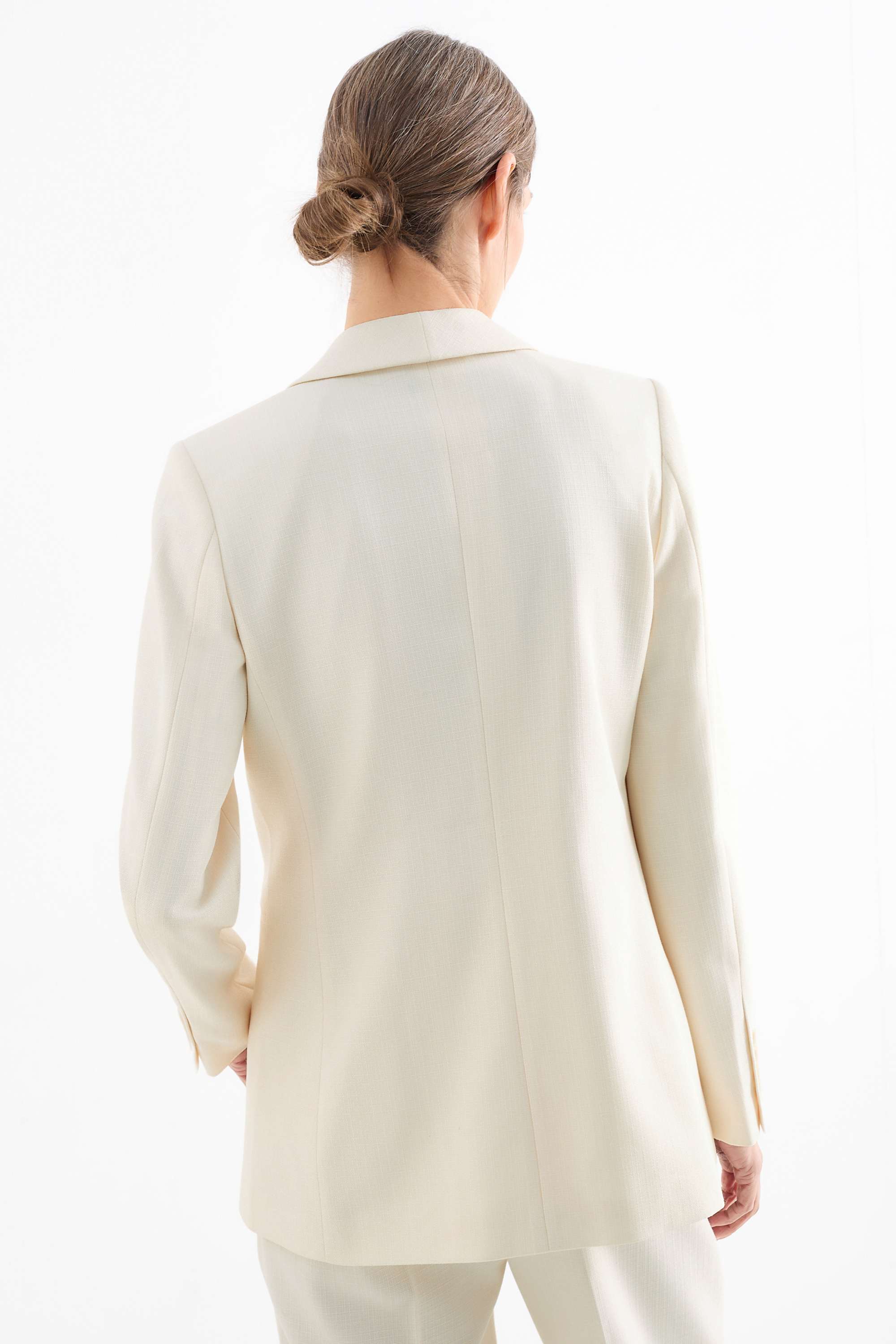 Long blazer - regular fit - textured cremewhite
