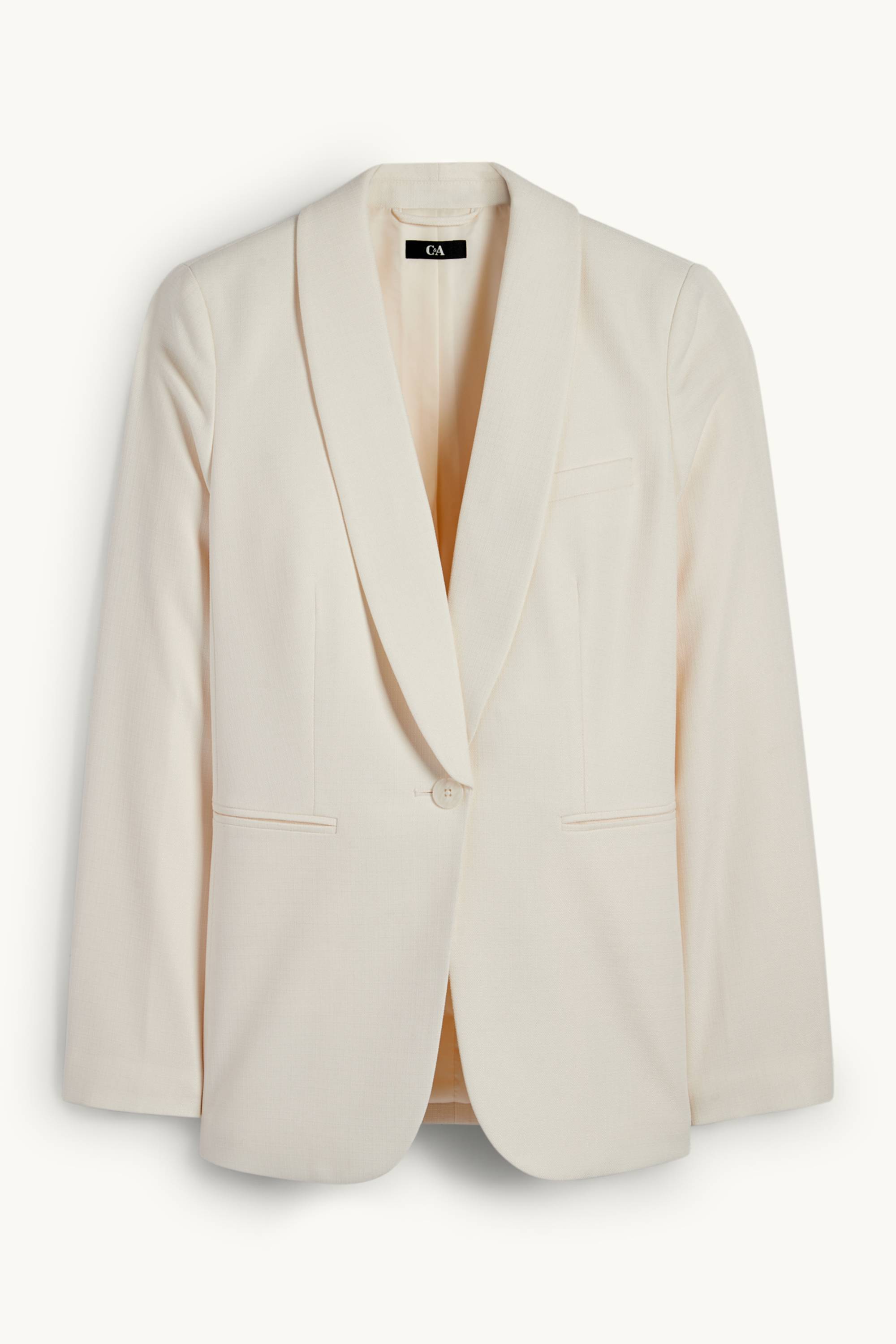 Long blazer - regular fit - textured cremewhite