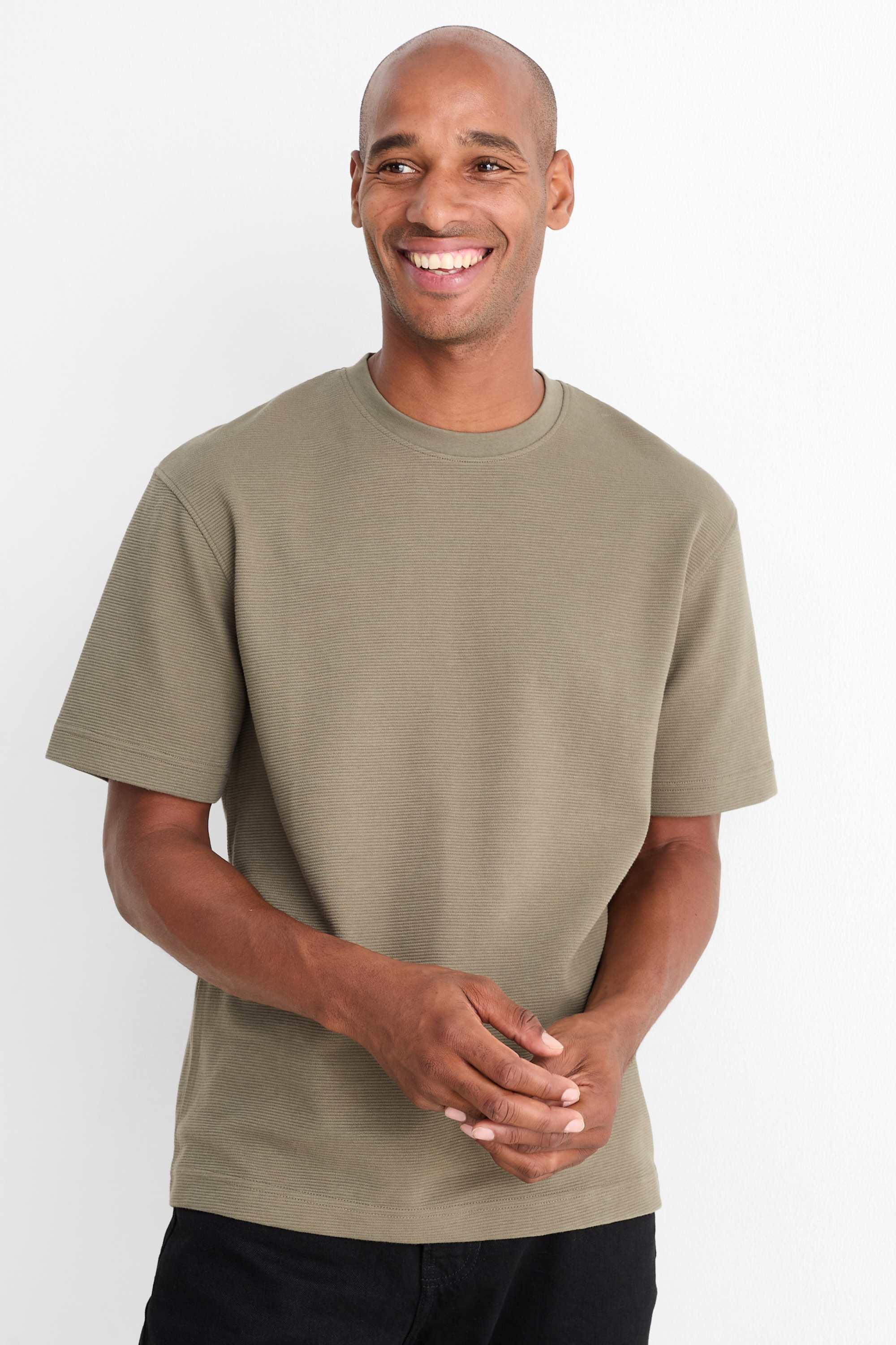 T-shirt - relaxed fit - ribbed green