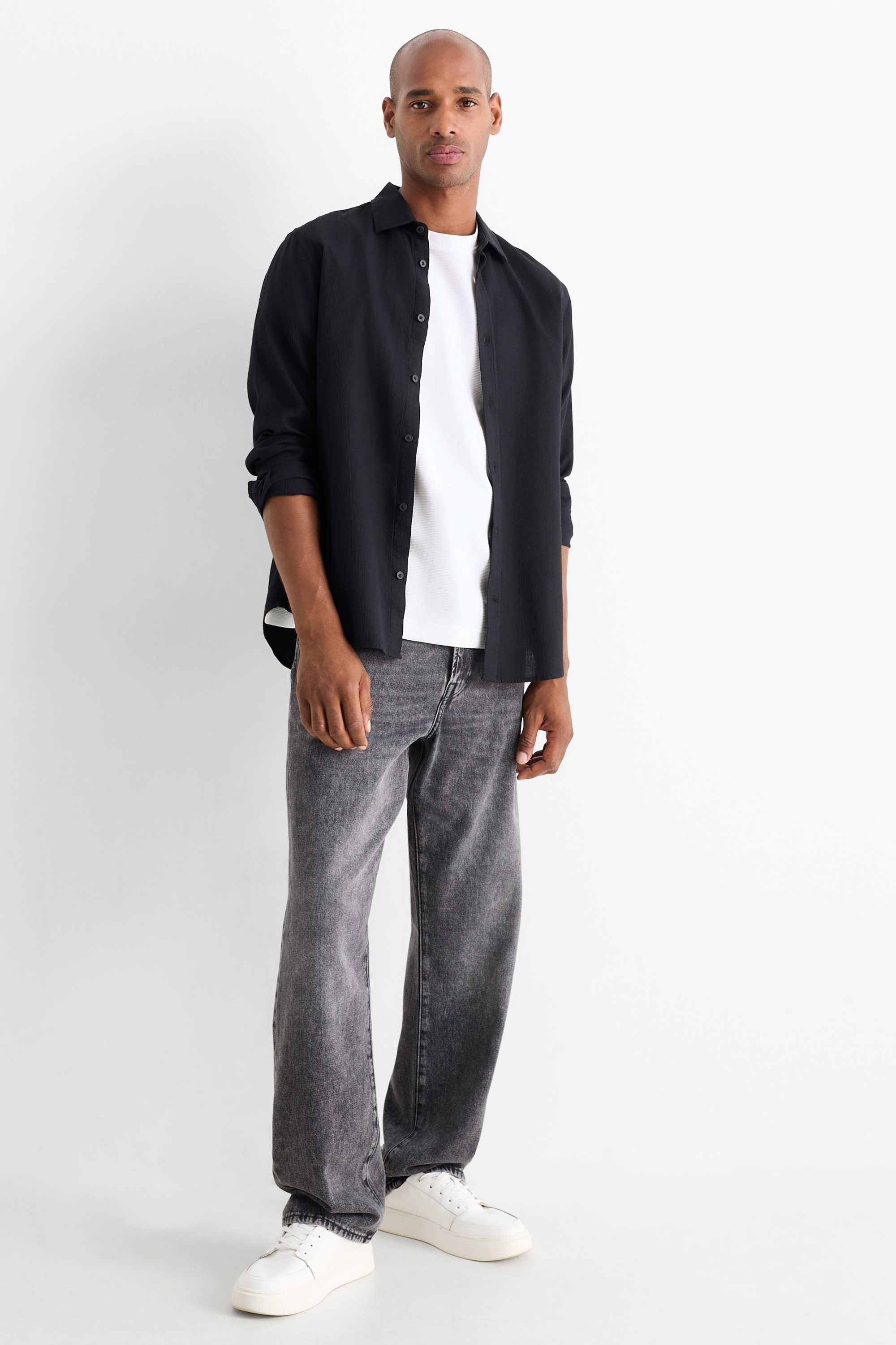 T-shirt - relaxed fit - ribbed white