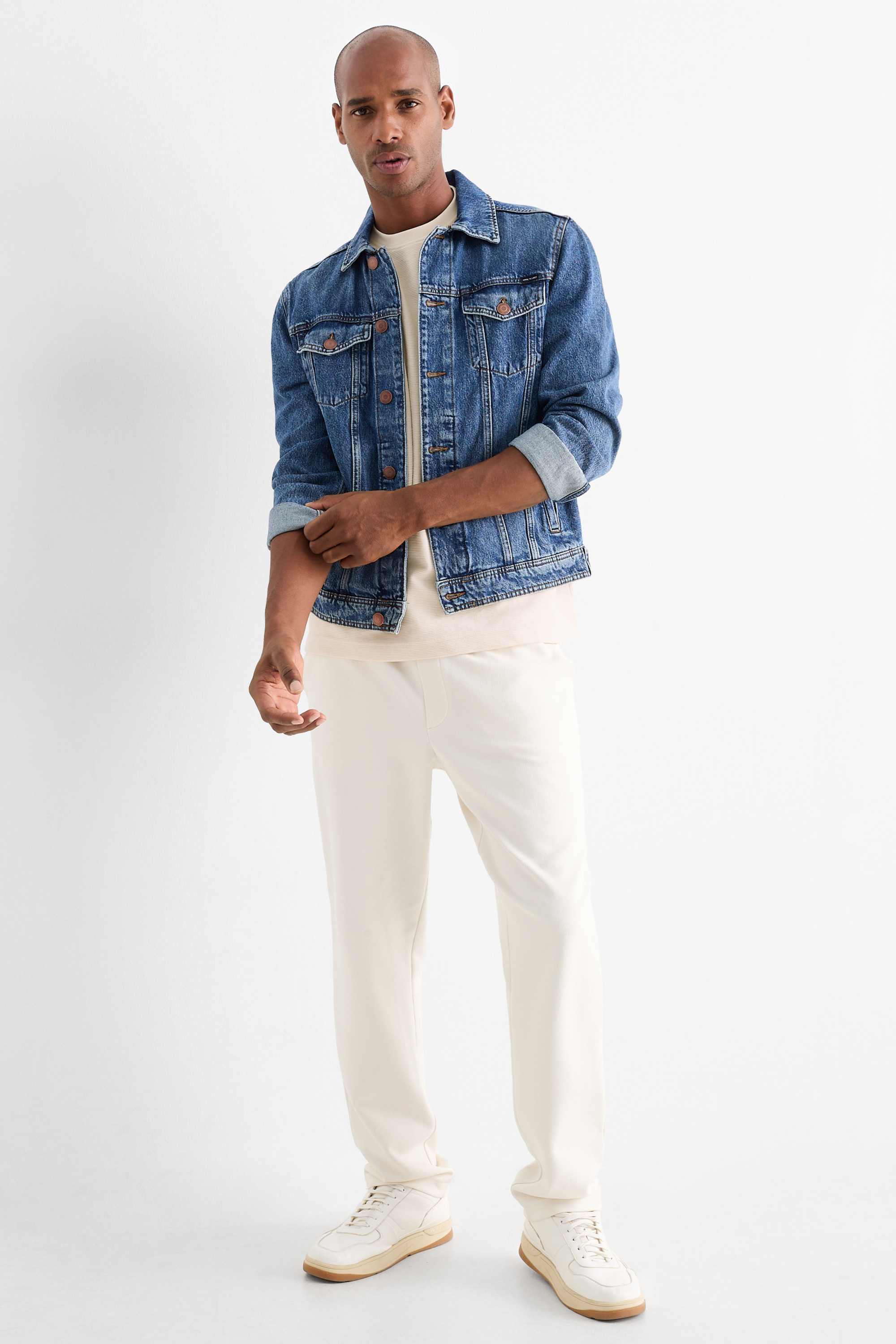 T-shirt - relaxed fit - ribbed beige (3)