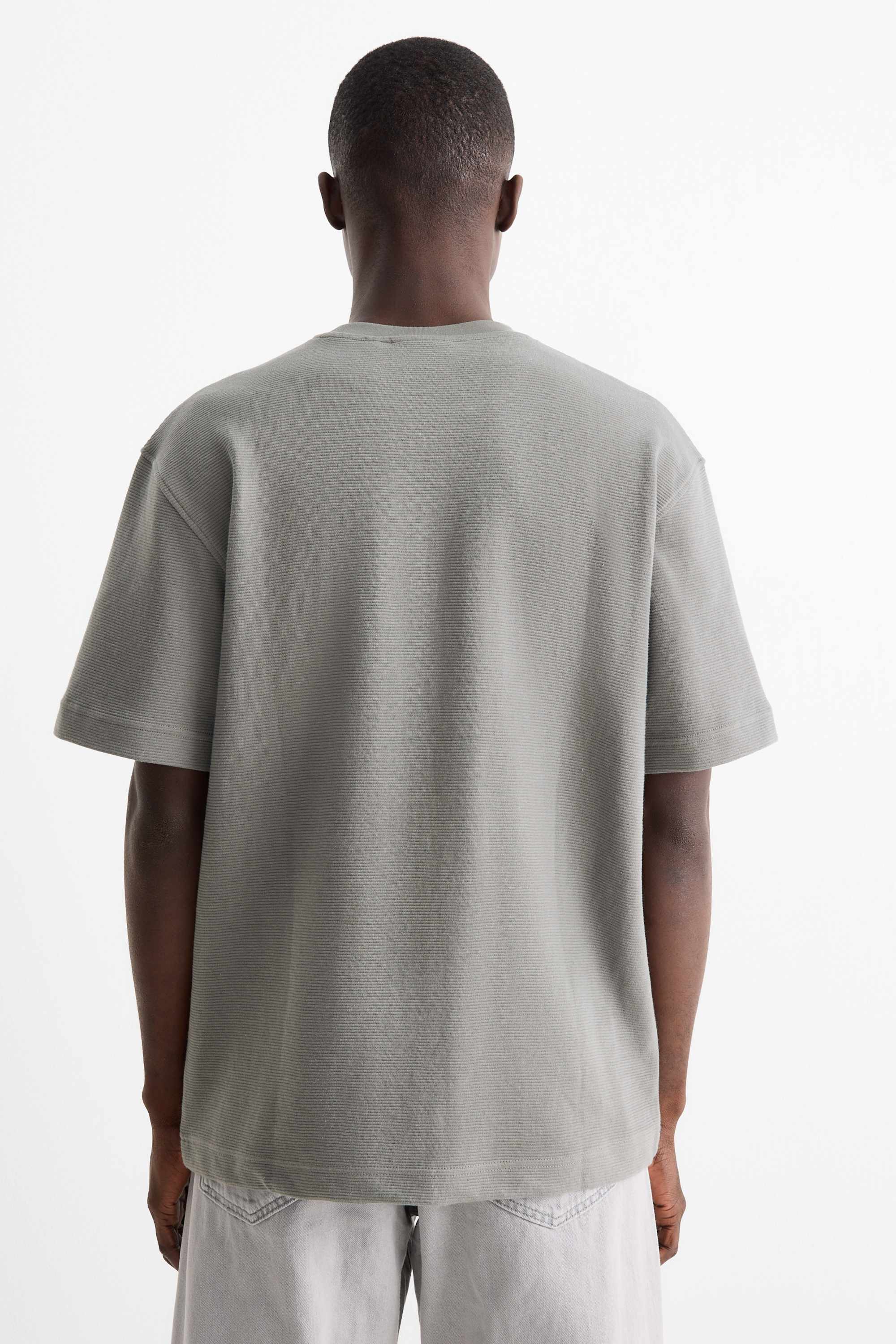 T-shirt - relaxed fit - ribbed gray