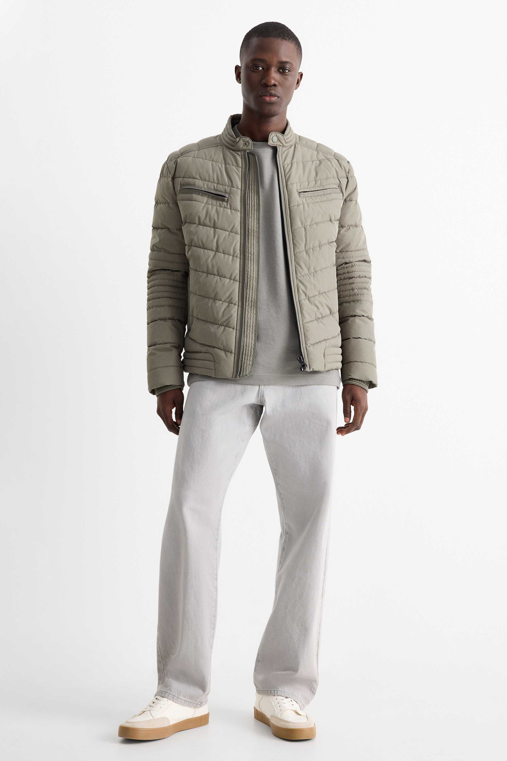 T-shirt - relaxed fit - ribbed gray