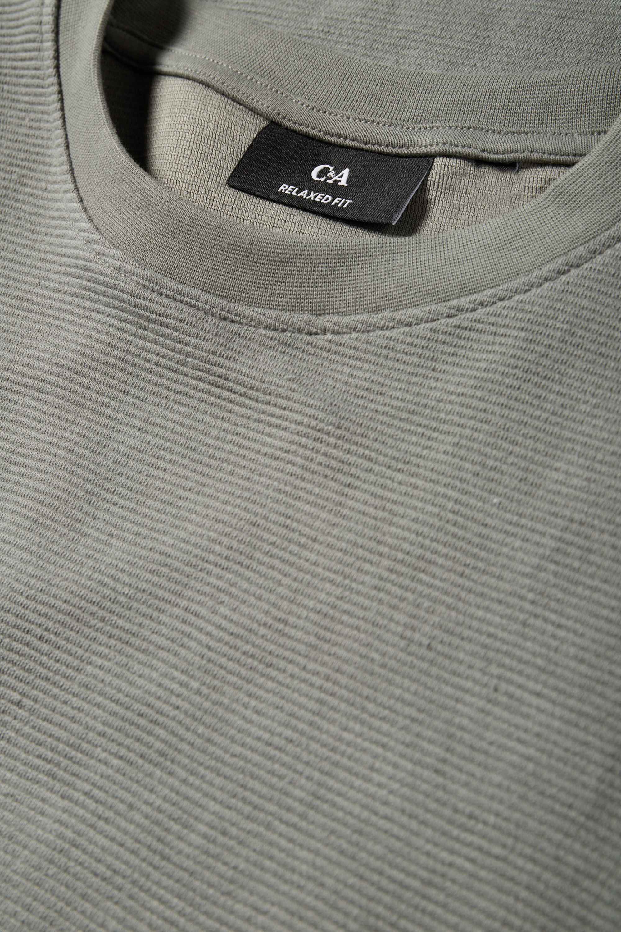 T-shirt - relaxed fit - ribbed gray