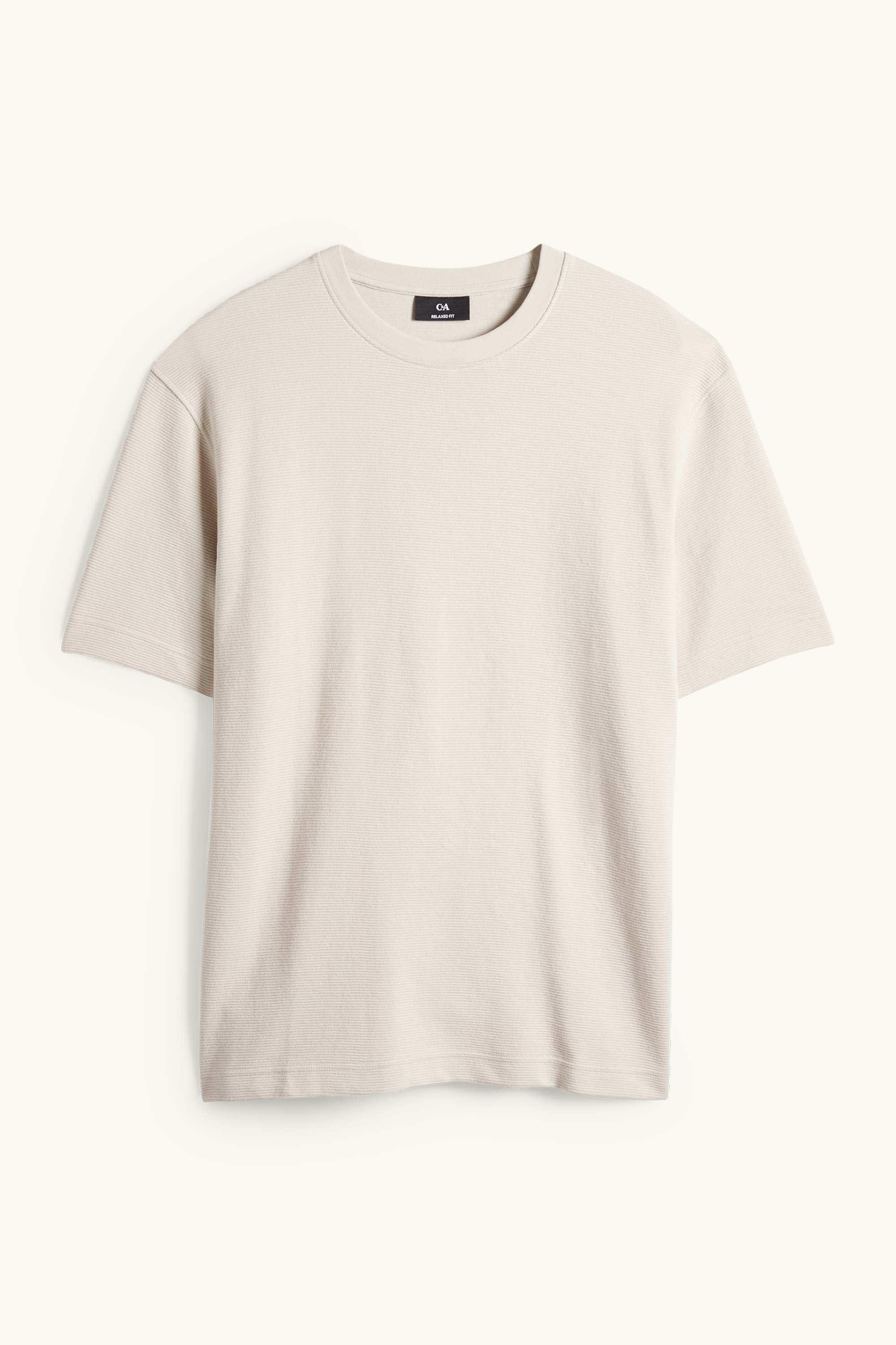 T-shirt - relaxed fit - ribbed beige (6)