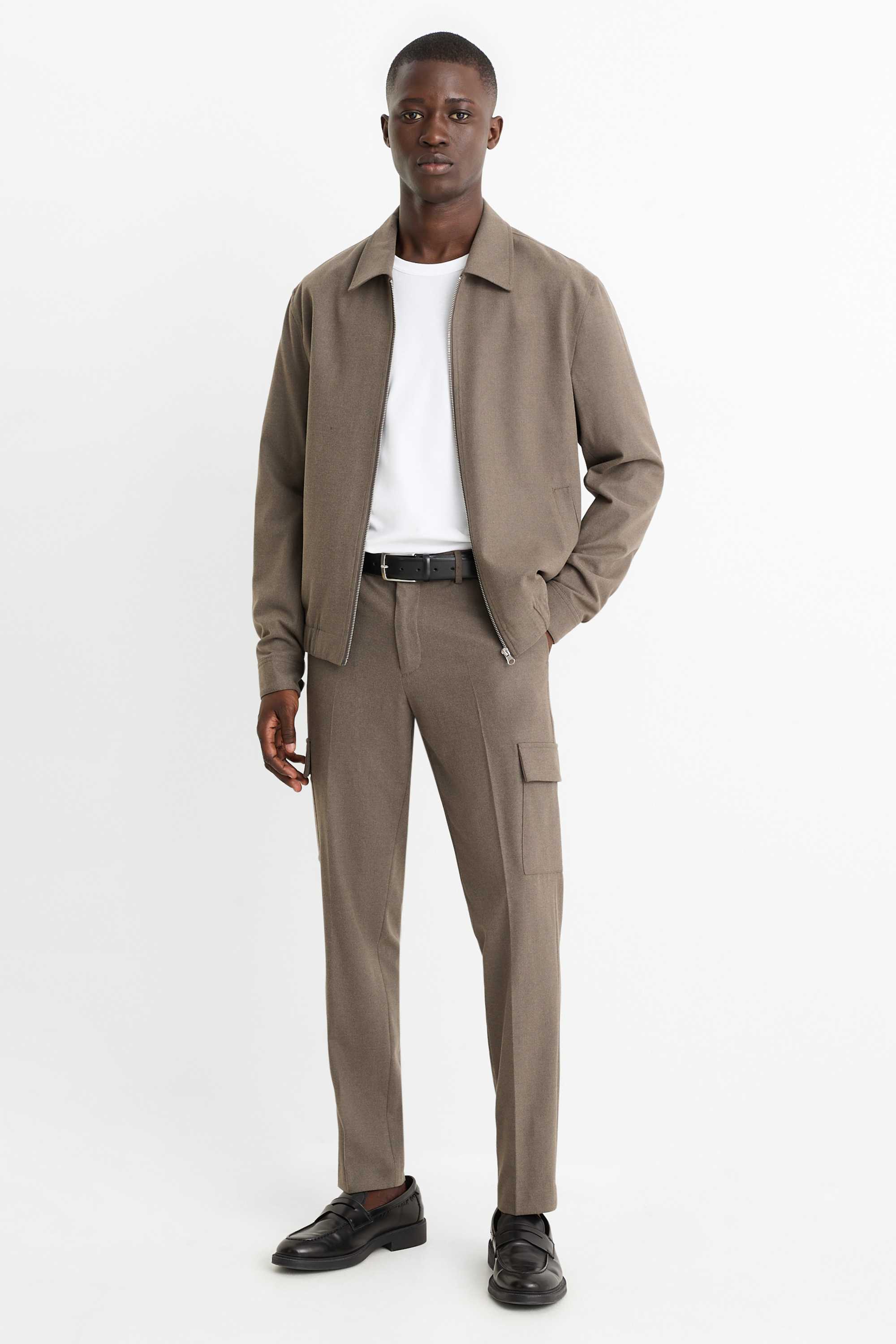 Mix & match flannel trousers - slim fit - Flex taupe