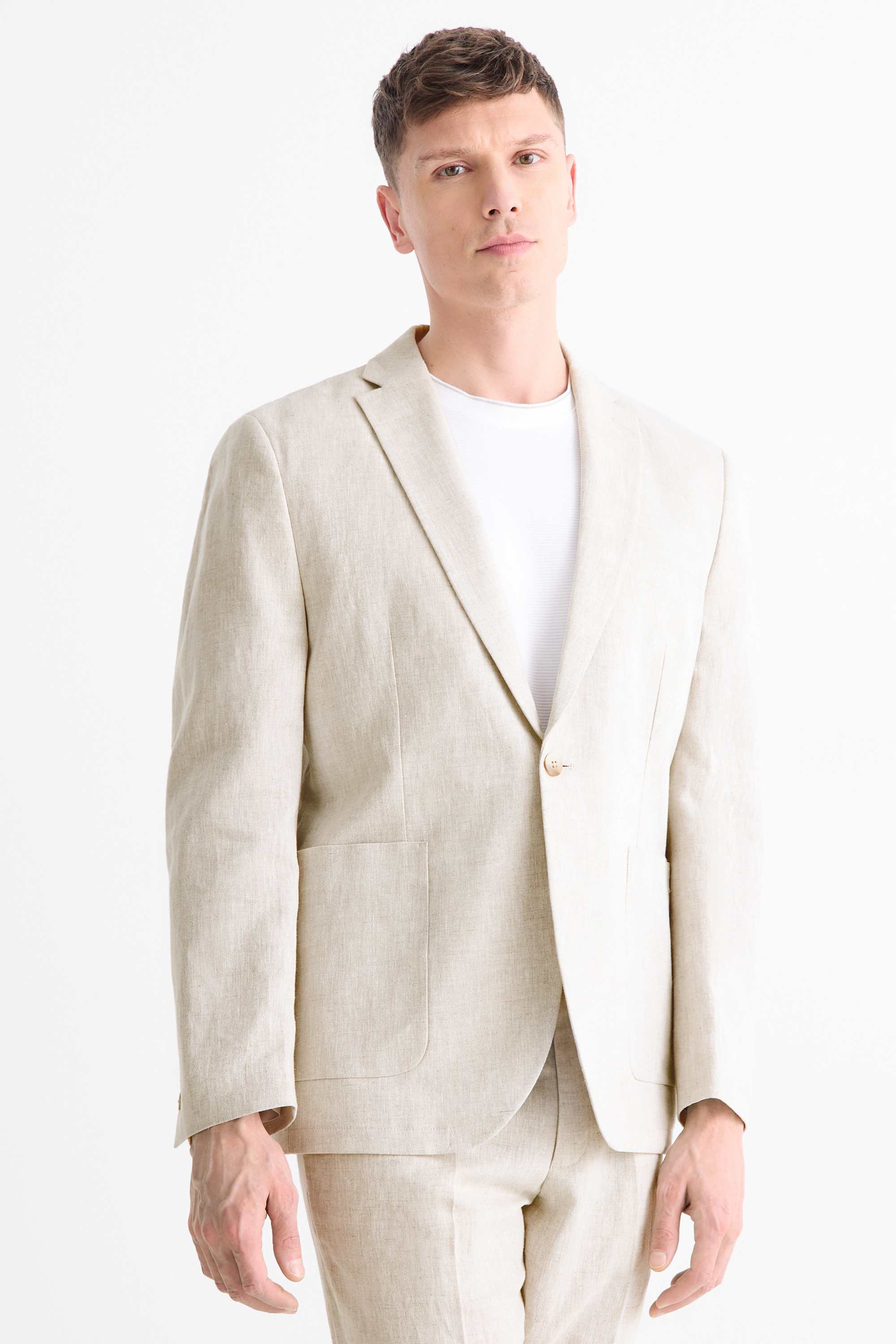 Mix & match tailored jacket - regular fit - linen blend cremewhite