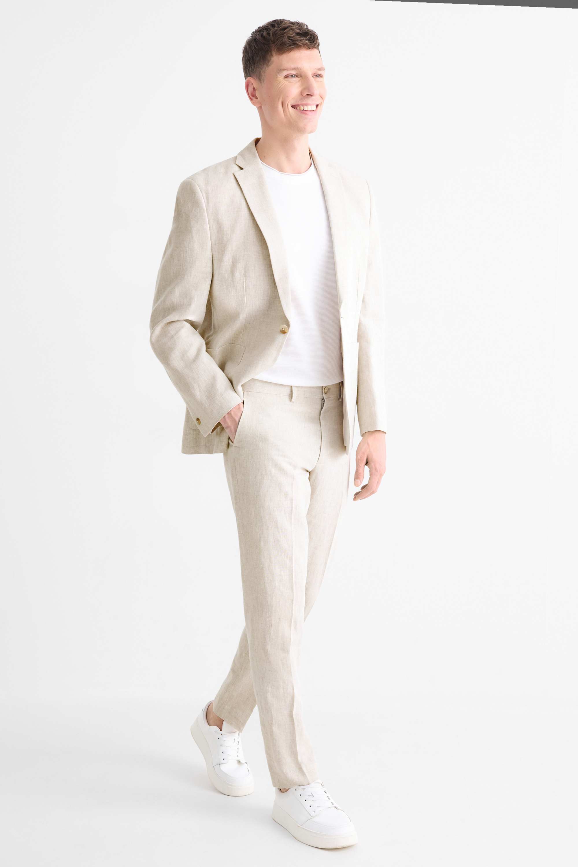 Mix & match tailored jacket - regular fit - linen blend cremewhite