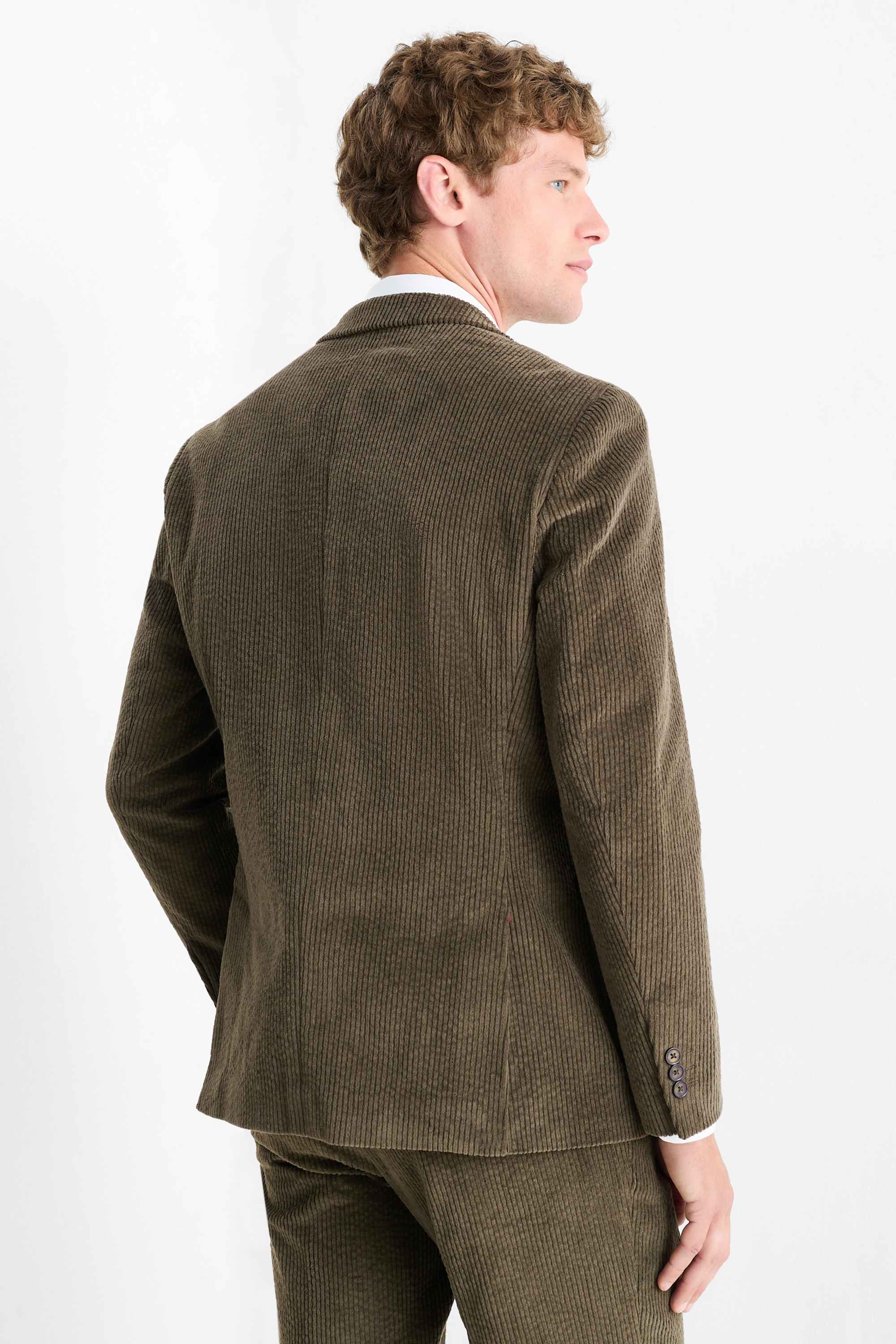 Corduroy mix & match tailored jacket - regular fit - stretch dark green