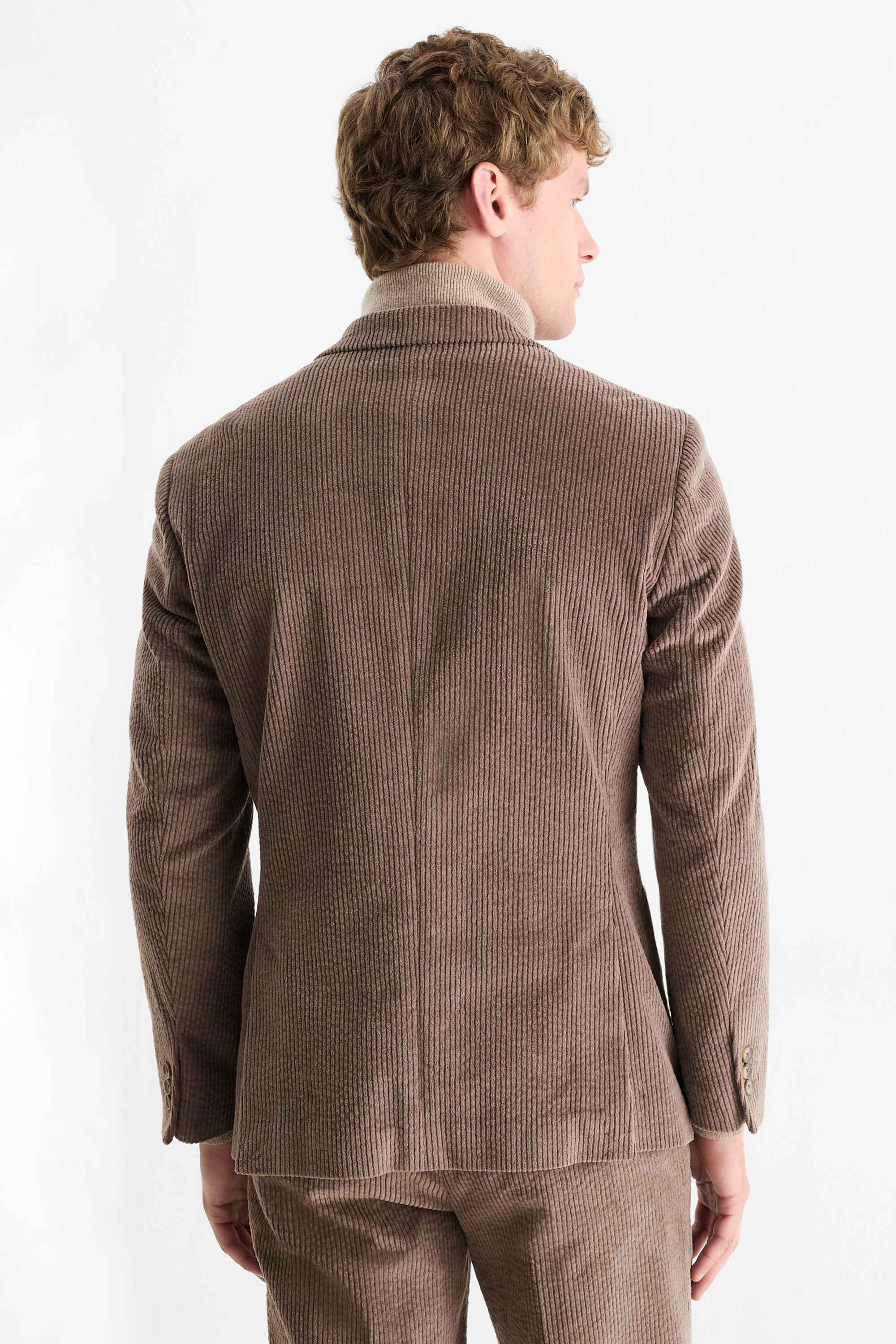 Corduroy mix & match tailored jacket - regular fit - stretch brown