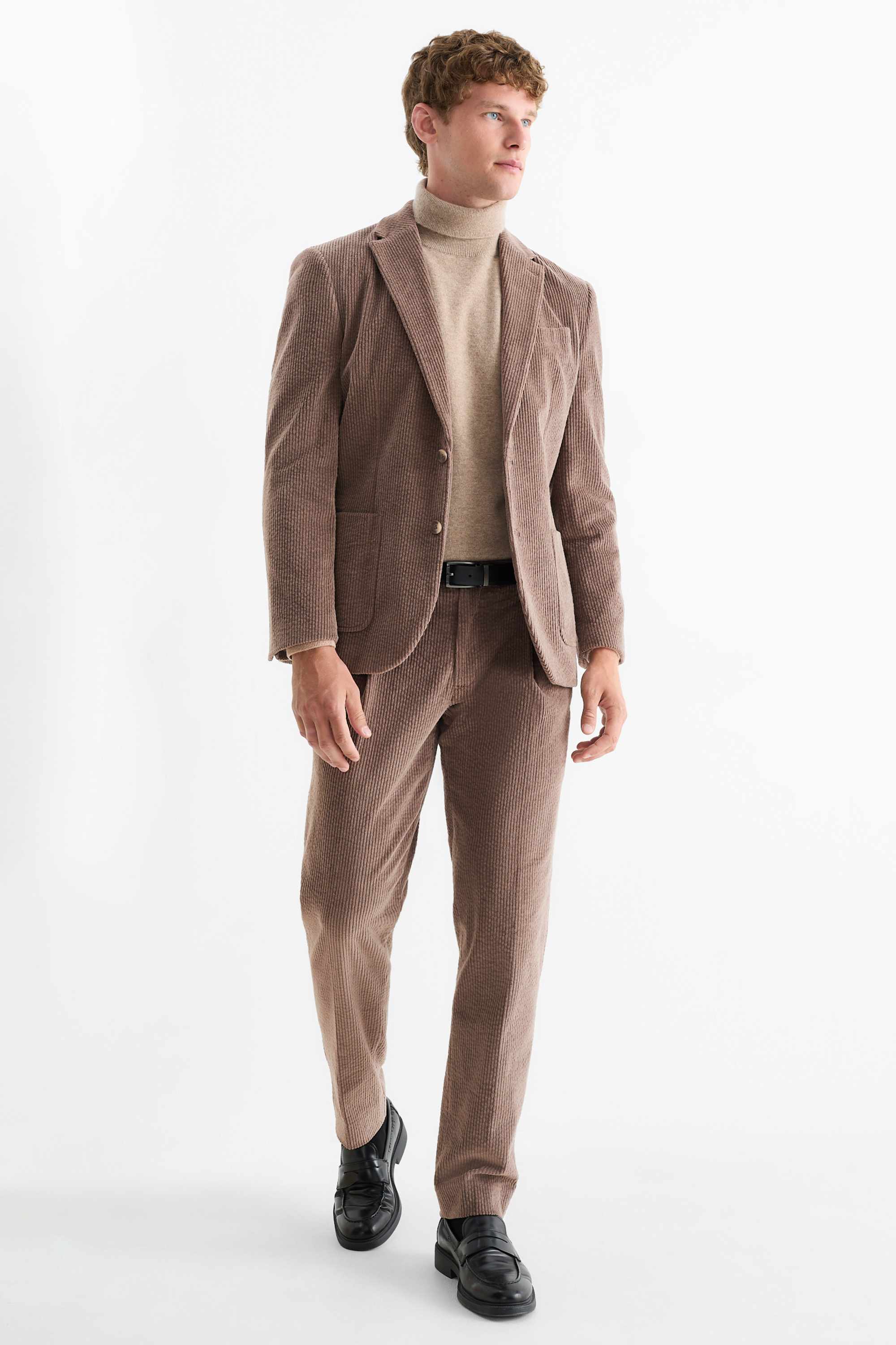 Corduroy mix & match trousers - regular fit - stretch brown