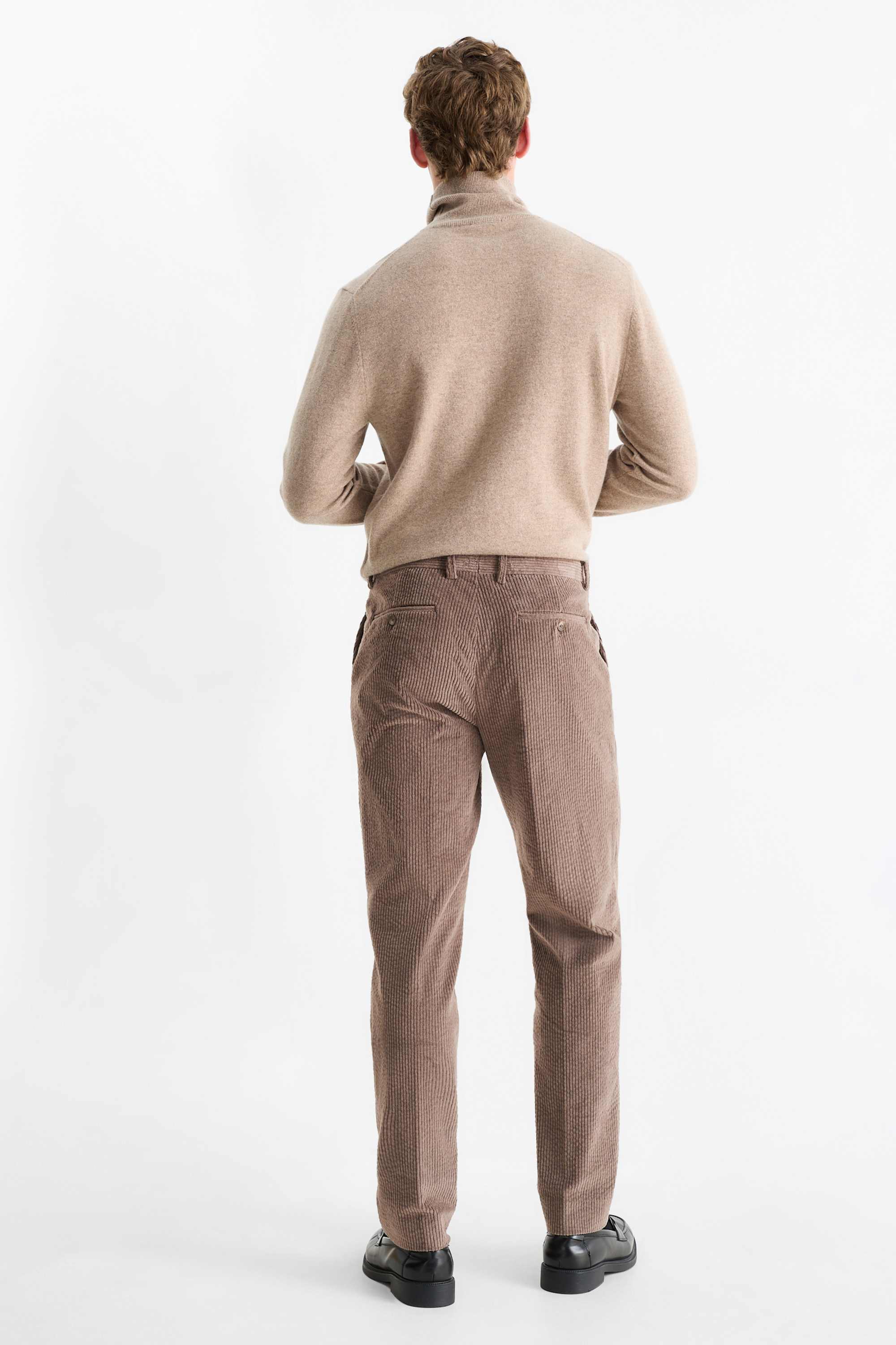 Corduroy mix & match trousers - regular fit - stretch brown