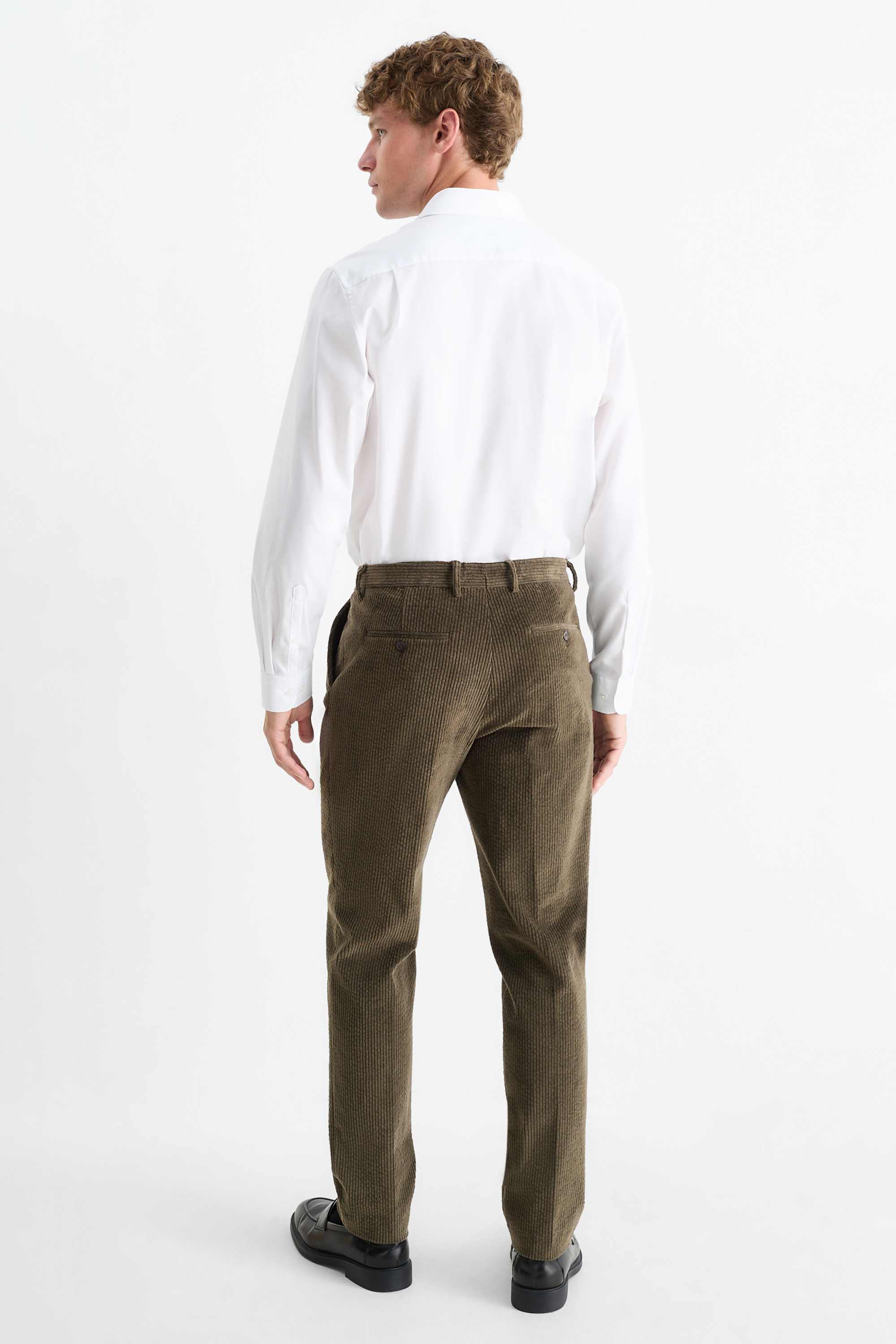 Corduroy mix & match trousers - regular fit - stretch dark green