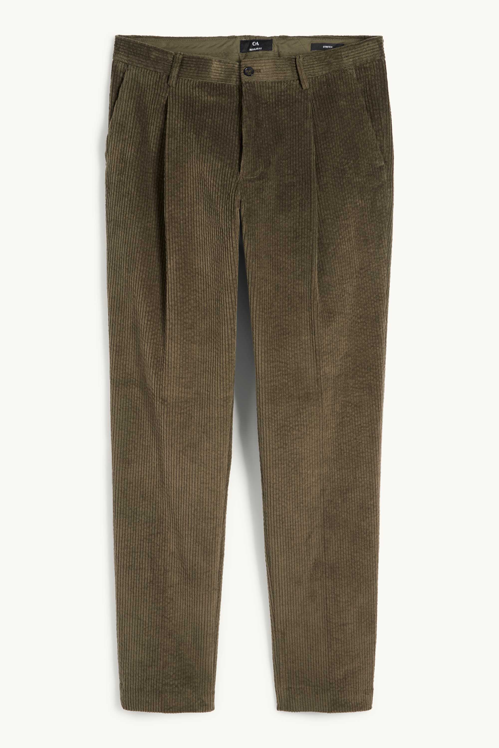 Corduroy mix & match trousers - regular fit - stretch dark green