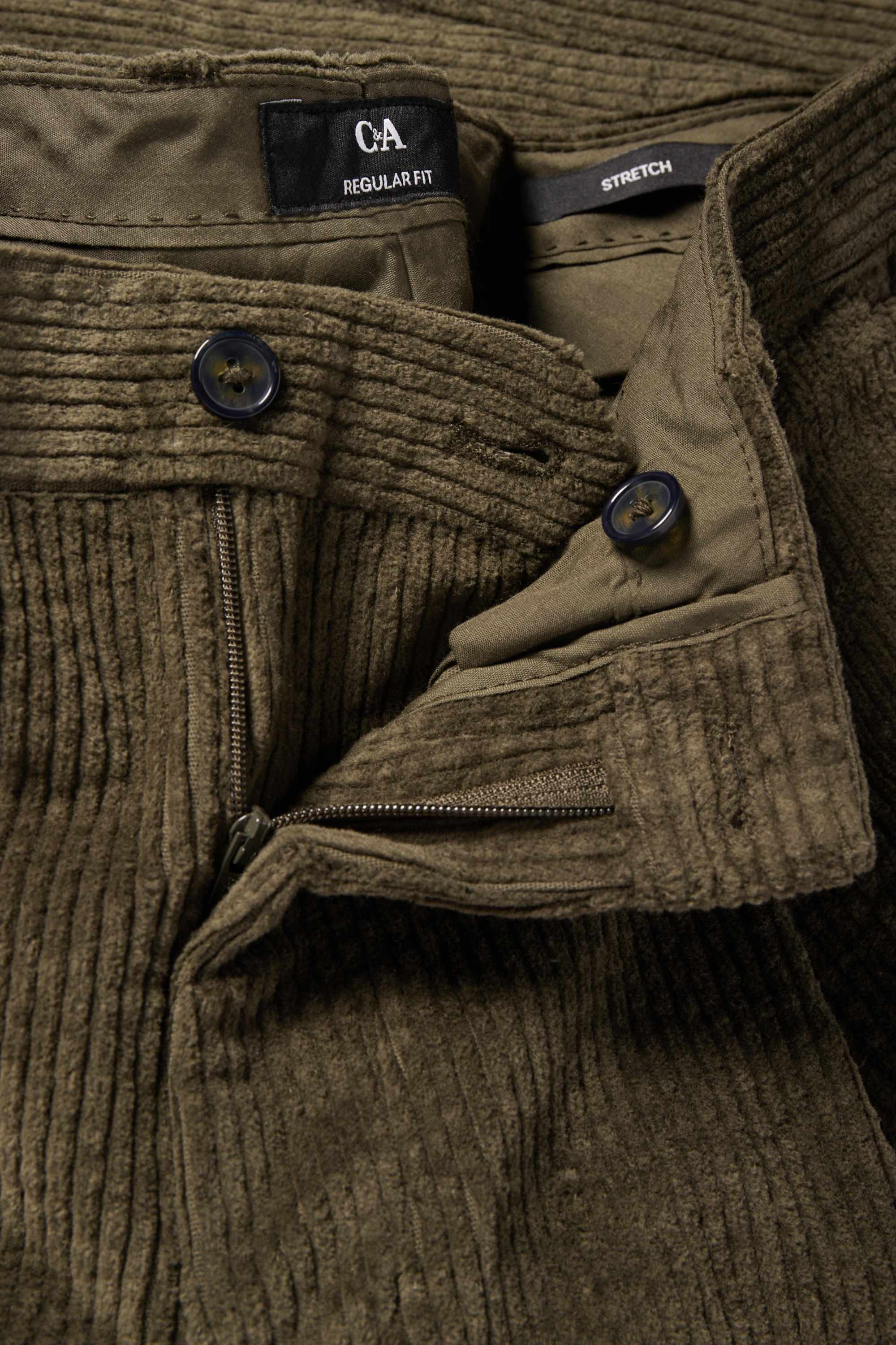 Corduroy mix & match trousers - regular fit - stretch dark green