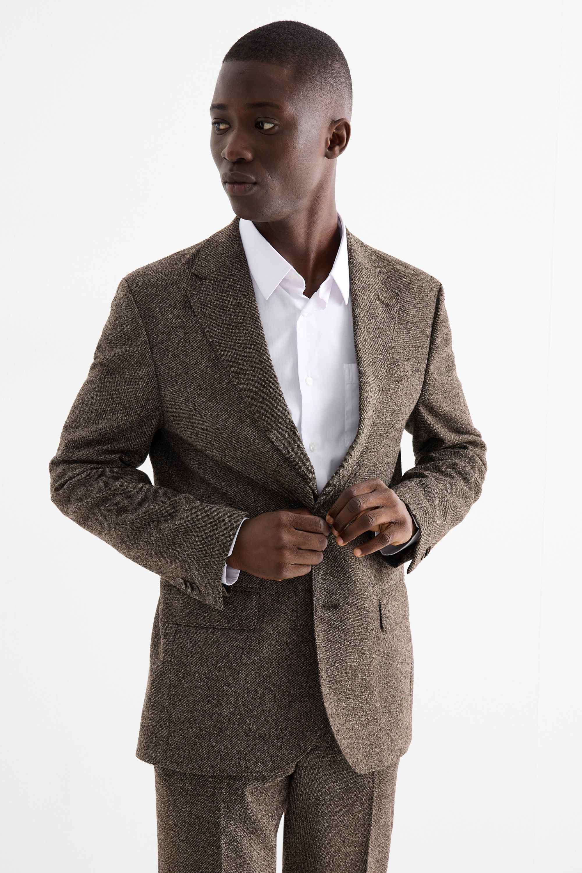 Mix & match tailored jacket - regular fit - stretch - textured brown