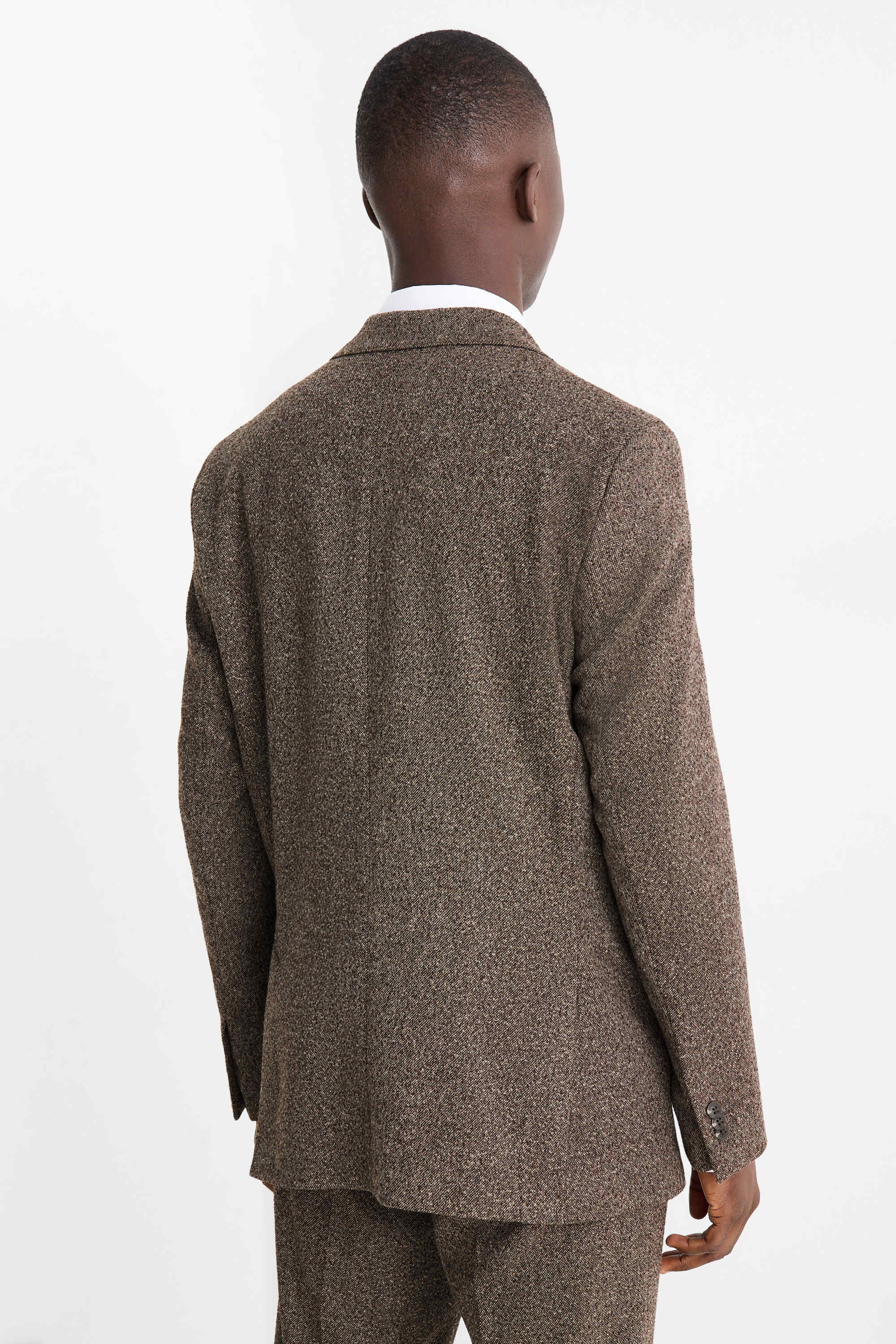 Mix & match tailored jacket - regular fit - stretch - textured brown
