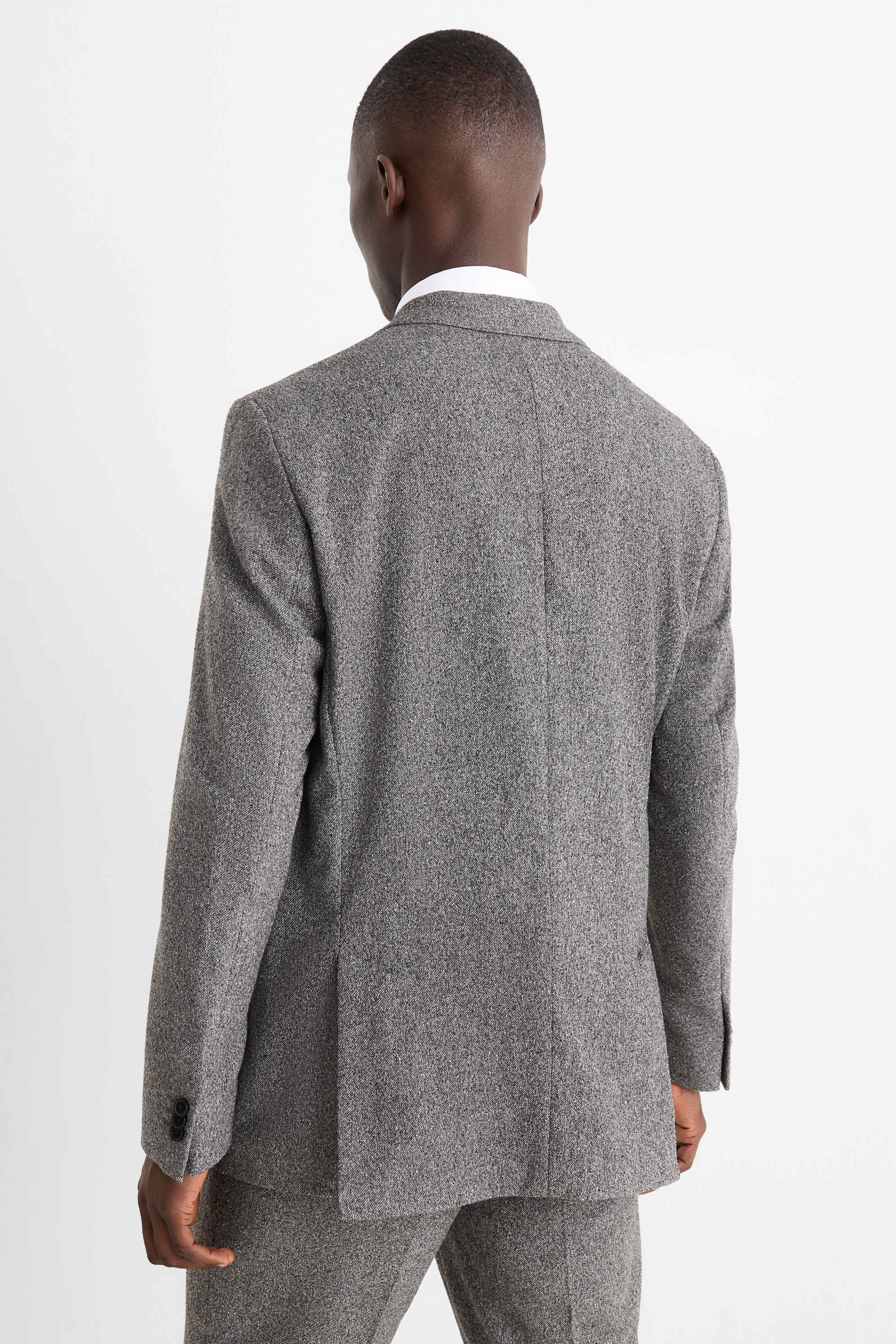 Mix & match tailored jacket - regular fit - stretch - textured gray-melange