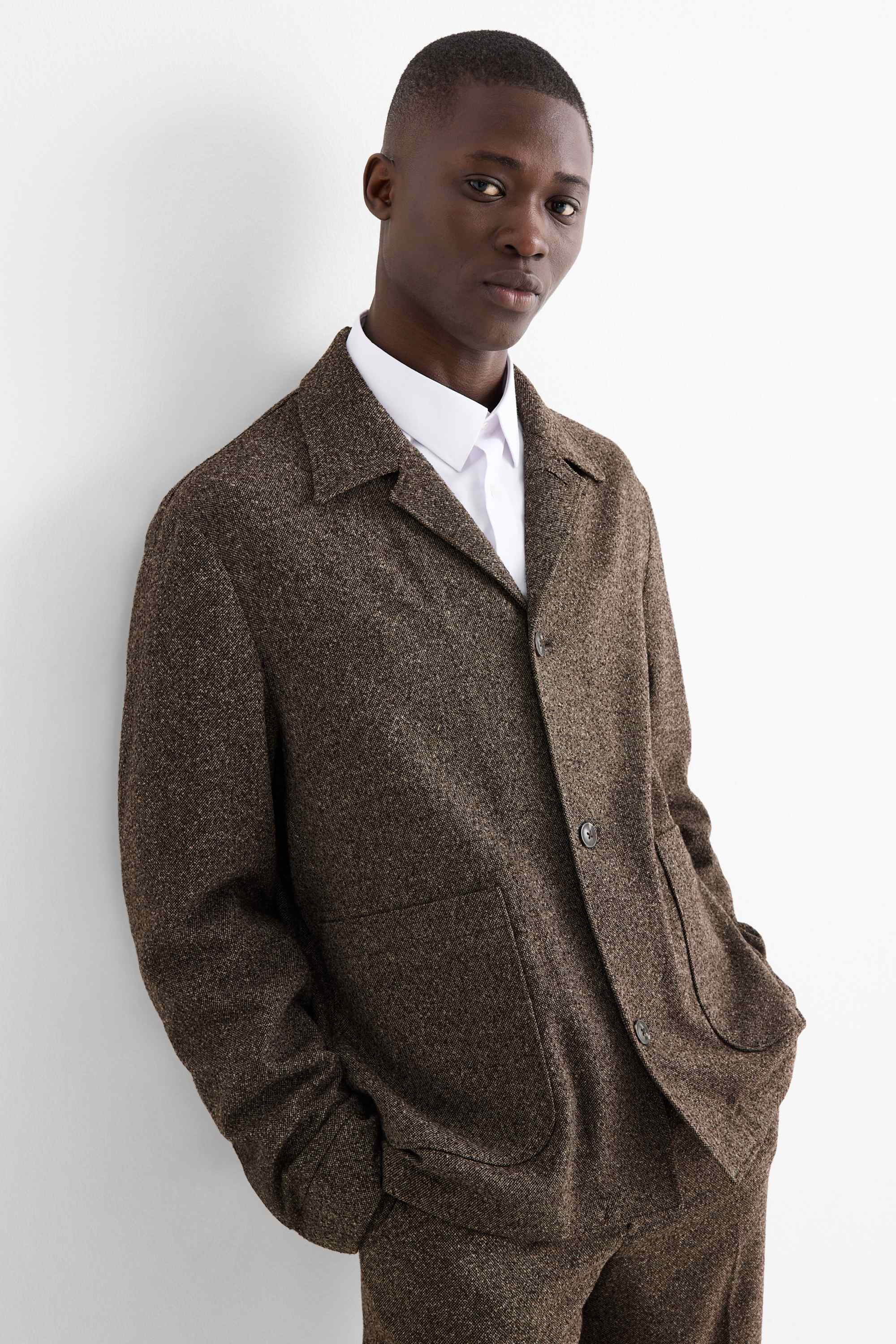 Mix & match tailored jacket - regular fit - stretch - textured brown