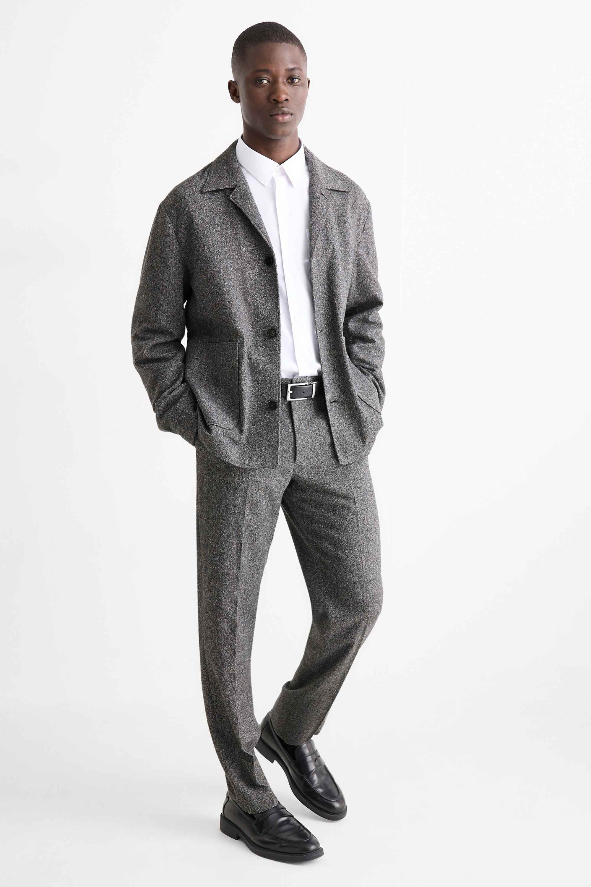 Mix & match tailored jacket - regular fit - stretch - textured gray