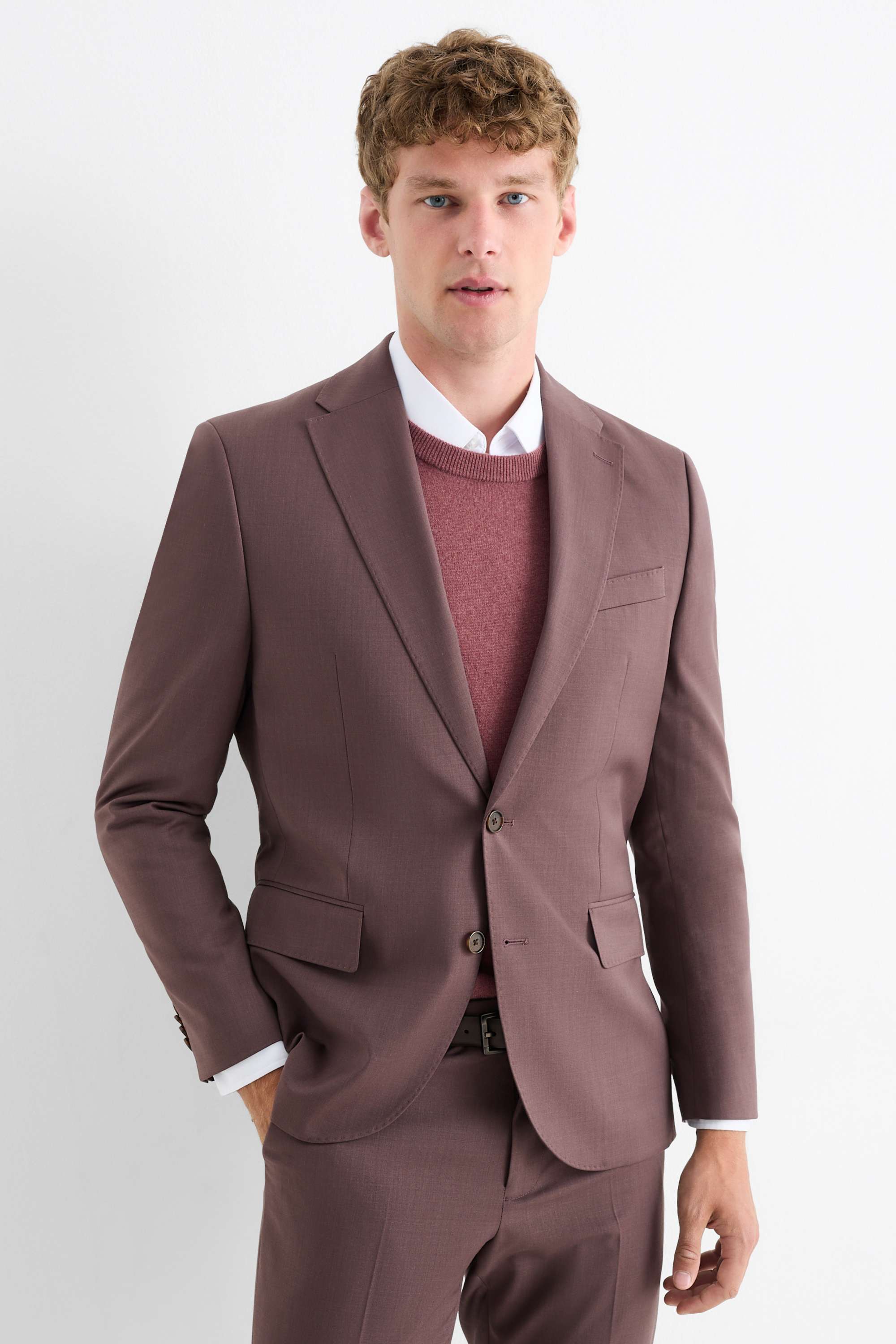 Mix & match tailored jacket with new wool content - slim fit - stretch bordeaux