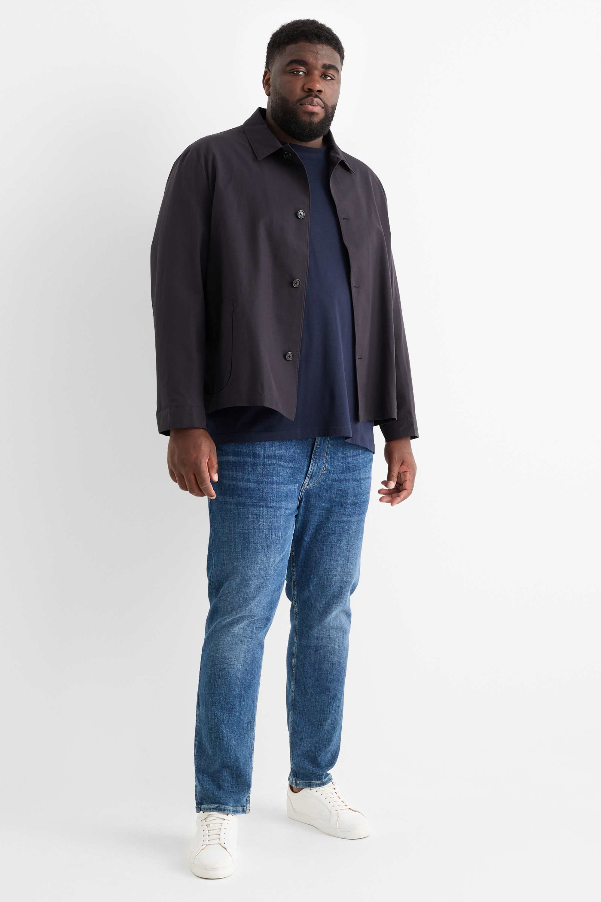 Shirt jacket - relaxed fit - kent collar black